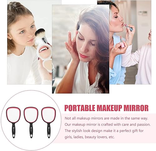 Miniatura 3 de Espejo de mano pequeño para viajes (6.11 x 2.95 pulgadas) – Espejo de mano de aumento estándar 1X con asa, espejo de mango ligero con agujero para