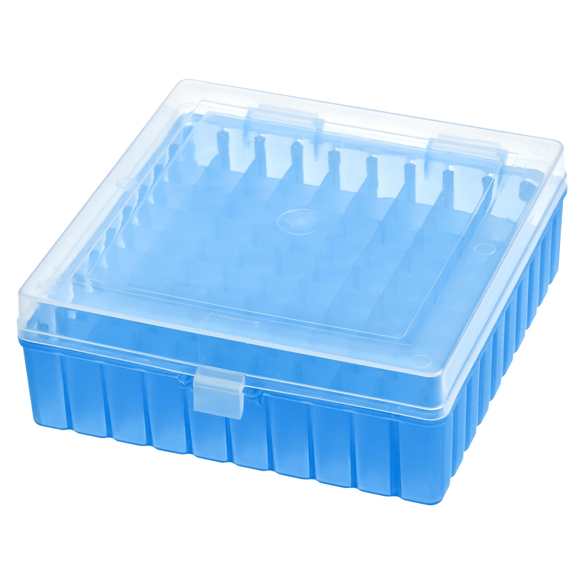 QUARKZMAN Zentrifugenröhrchen Gefrierlagerbox 100 Plätze Wasserdichter Polypropylen Verriegelbarer Kryogenischer Haltergestell für 1,5/1,8/2ml Mikrozentrifugenröhrchen Vials Proben, Blau