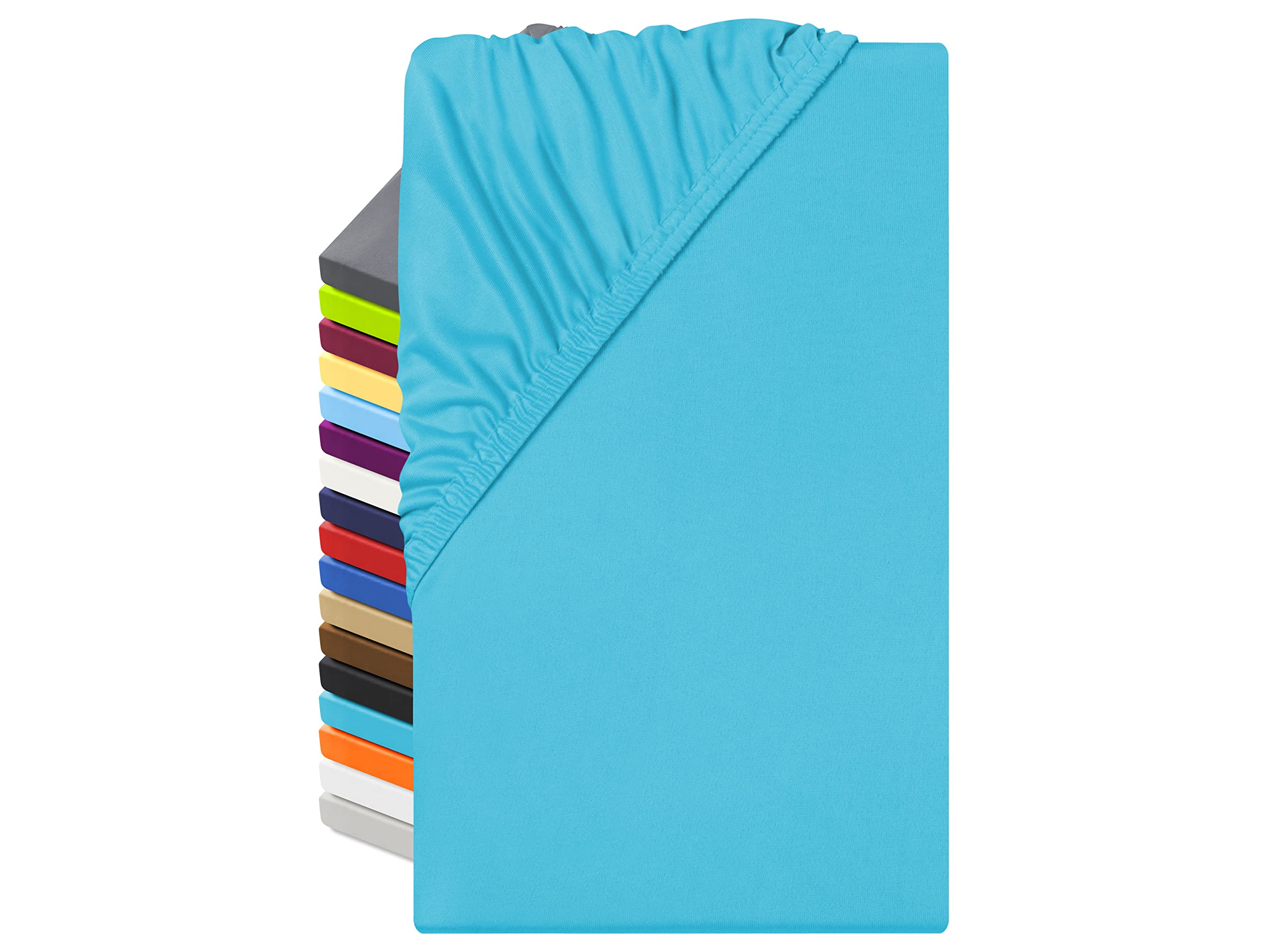 Npluseins Turquoise Microfibre Fitted Sheet - Breathable And Suitable For Allergy Sufferers 1519.2192, 120 X 200 Cm,