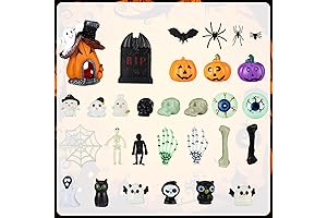 Poen 30 Pieces Halloween Miniatures Garden Figurine Decorations Set