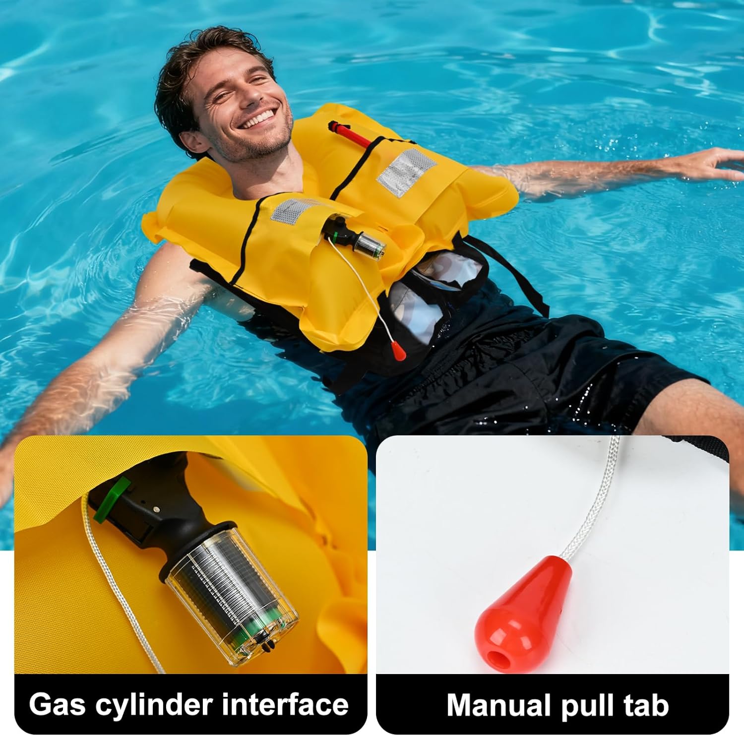 Adult Automatic PFD Vest, Inflatable Kayak Water Sports Vest for Kayaking SUP Paddleboarding Sailing Boating Fishing