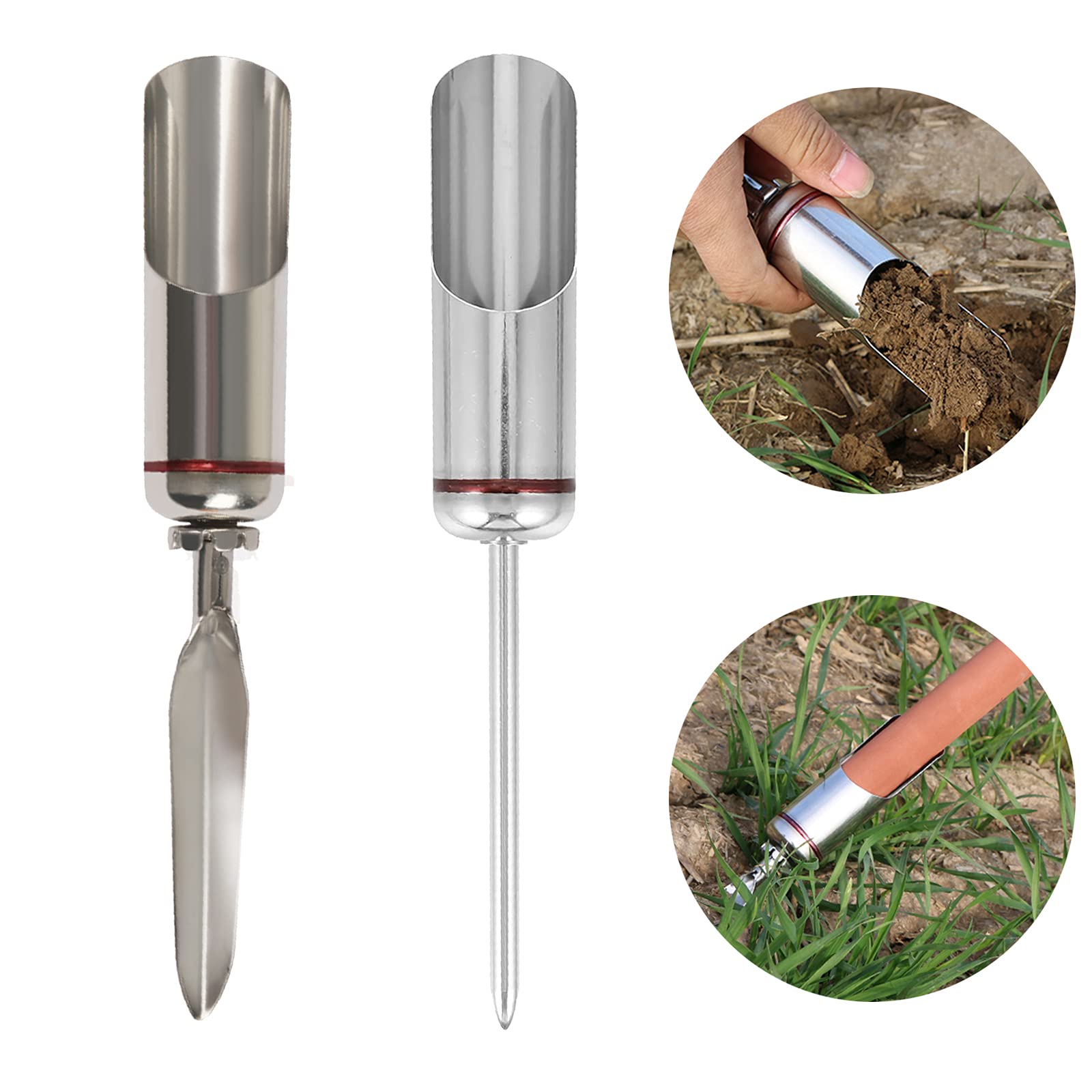 Shiker Support de canne à pêche au sol, en acier inoxydable, double usage, support réglable pour canne à pêche, support de canne à pêche avec insert de sol antidérapant
