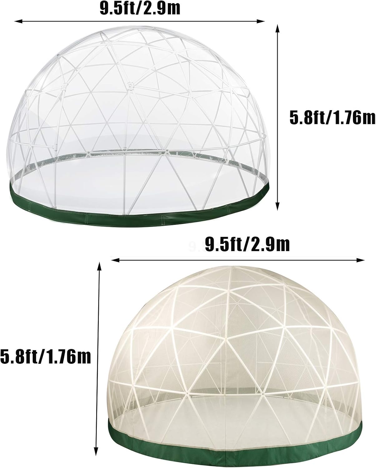 पीवीसी कवर और मेष कवर के साथ Patiolife Garden Dome जियोडेसिक डोम 9.5