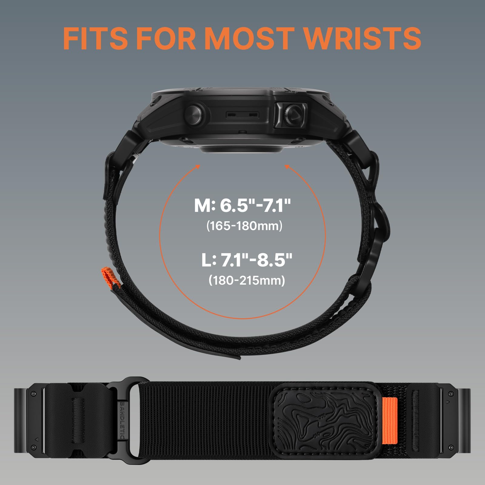 Bandletic Cinturino In Nylon QuickFit 22mm – Compatibile Garmin Fenix 7/8/6/5, Forerunner 965/955, Instinct 3, Epix 2 Pro, Quatix, Con Fibbia In Acciaio Inox 316L