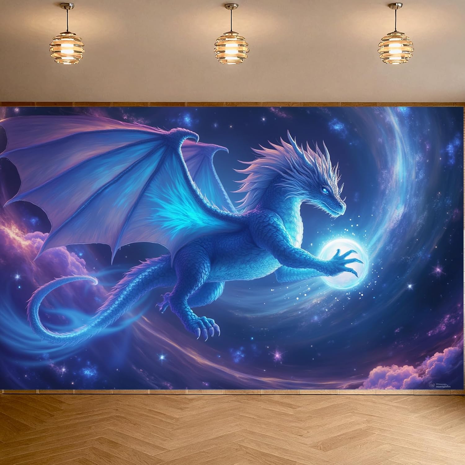 Dragon Party Decorations, Medieval Fire and Ice Dragon Banner Backdrop Fantasy Creature Banner Wall Hanging for Kids Boys Dinosaur Bedroom Birthday Party Poster Backdrop College Dorm Home Decor