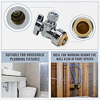 Vista 7 de SUNGATOR Paquete de 2 válvulas de parada angular, válvula de cierre de agua angular de 1/2 x 1/4 de pulgada, cierre de agua del inodoro, 1/4