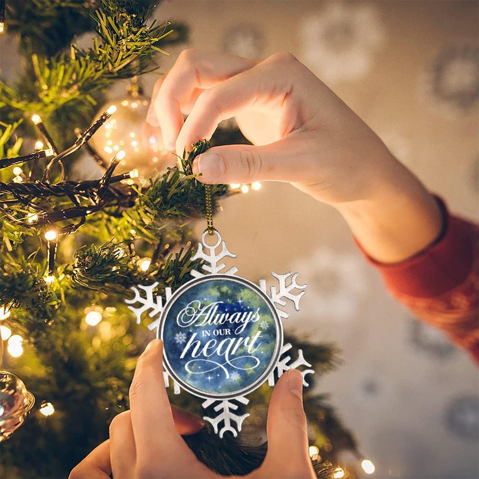 Baby Boy Memorial Feather Snowflakes Photo Custom Christmas Tree Decoration | UK