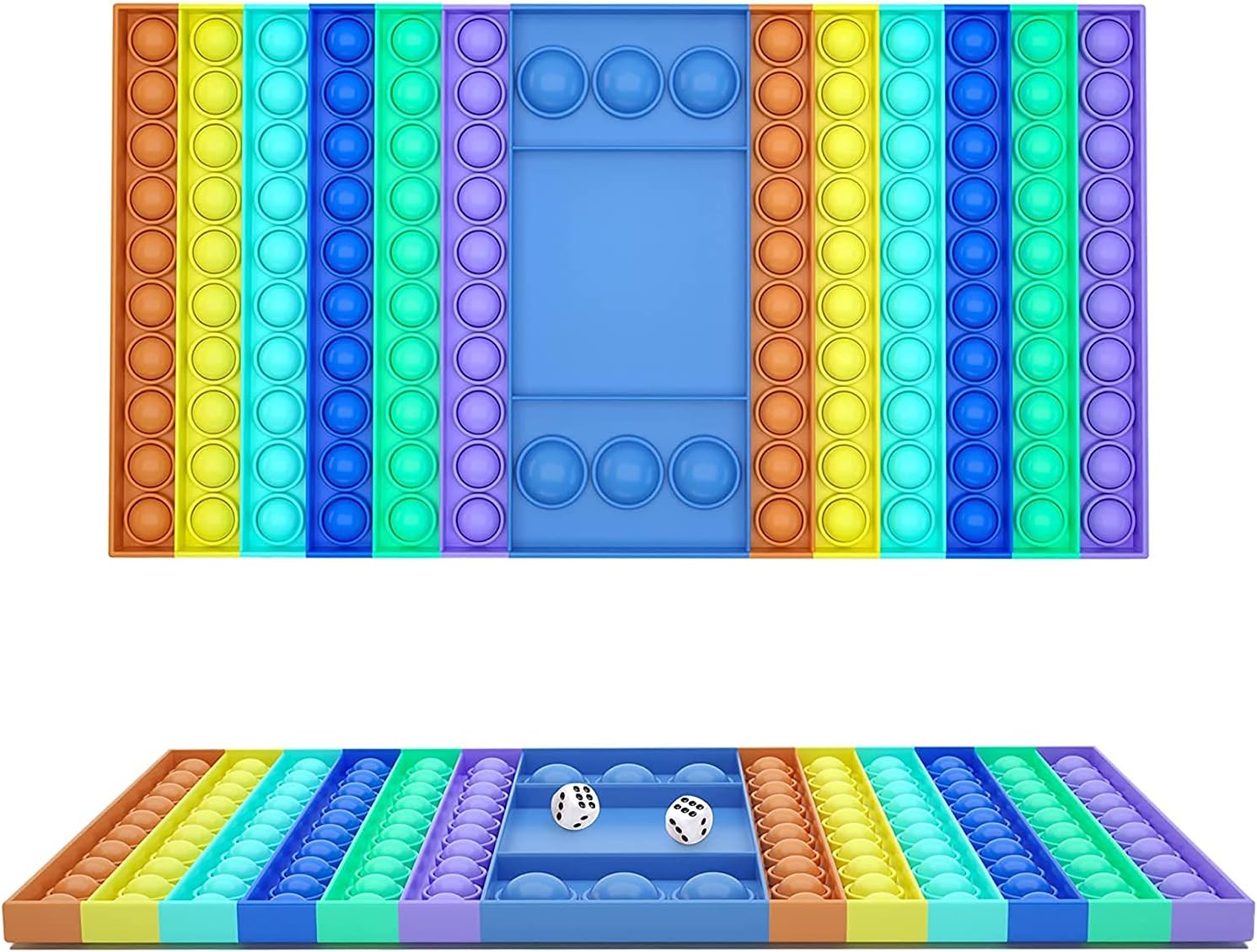 Big Size Pop Game Fidget Toy Silicone Bubble Rainbow Chess Board Push Popping Sensory Toys for Kids, Jumbo Stress Anxiety Relief Toy Play with Friends- Multi Color (Pop It Game)