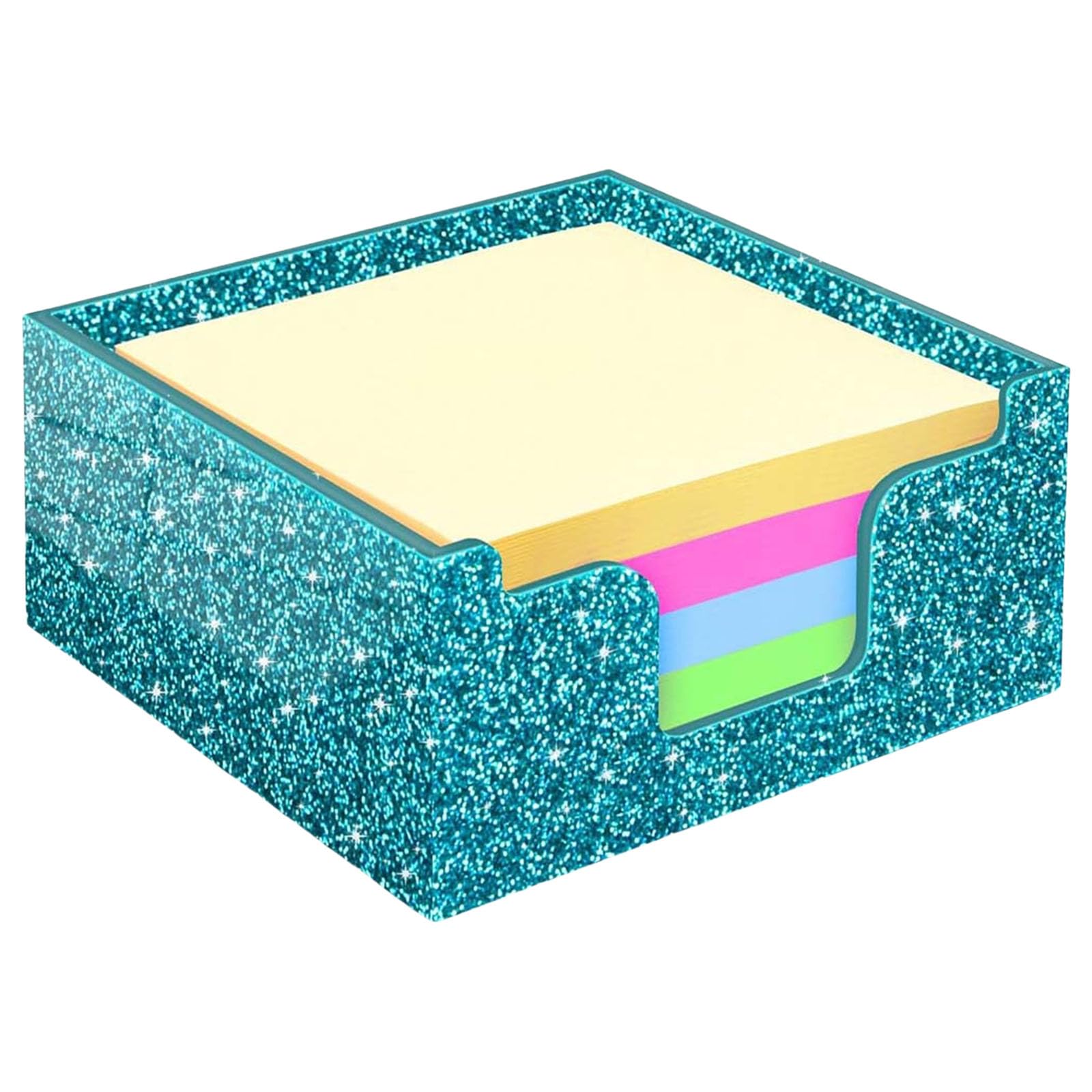 APGLSXY Compact Note Pad Organizers with 400 Sheet Capacity Glitters Acrylic Dispenser for Desk Organization Dark Gray Sticky Note Dispenser with Glitters Design