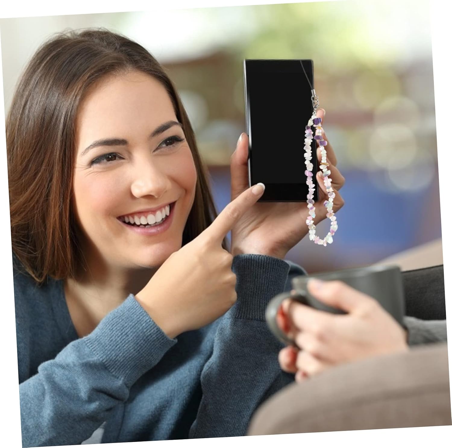 jojofuny 4 Pcs Mobile Phone Chain Pendant Beaded Phone Chains Anti- Skid Lanyard Strap Multi-