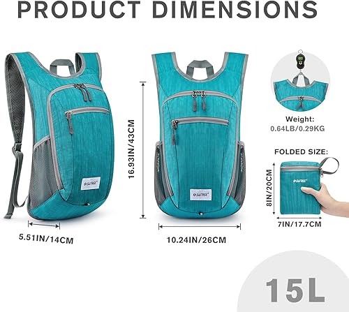 Miniatura 3 de G4Free Mochila de senderismo de 10L15L Mochila de senderismo plegable ligera Mochila de viaje pequeño al aire libre plegable bolsa de hombro