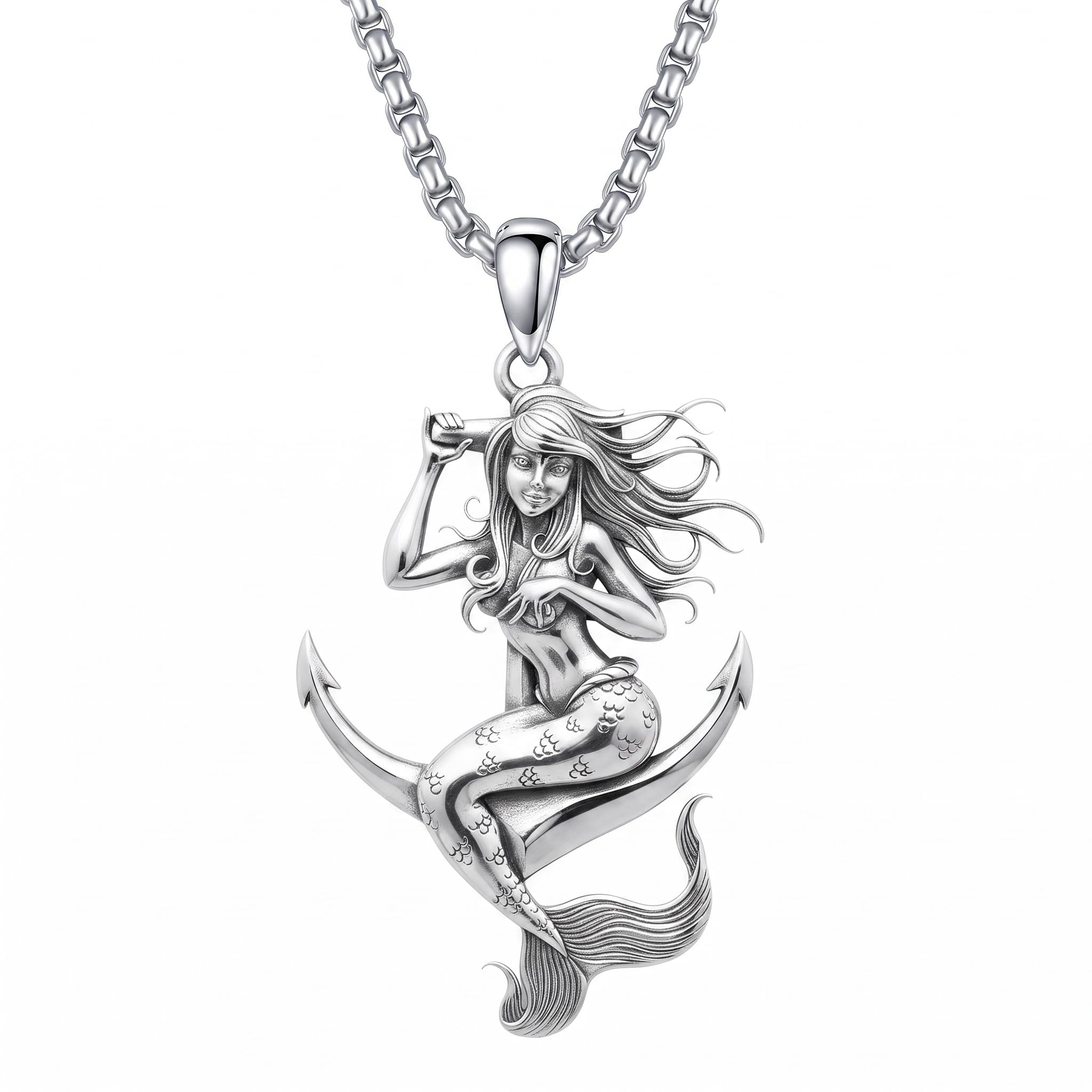 ROMANTICWORK Anker Halskette 925 Sterling Silber Nautischer Seemann Schmuck Geschenk für Damen Herren Weihnachten