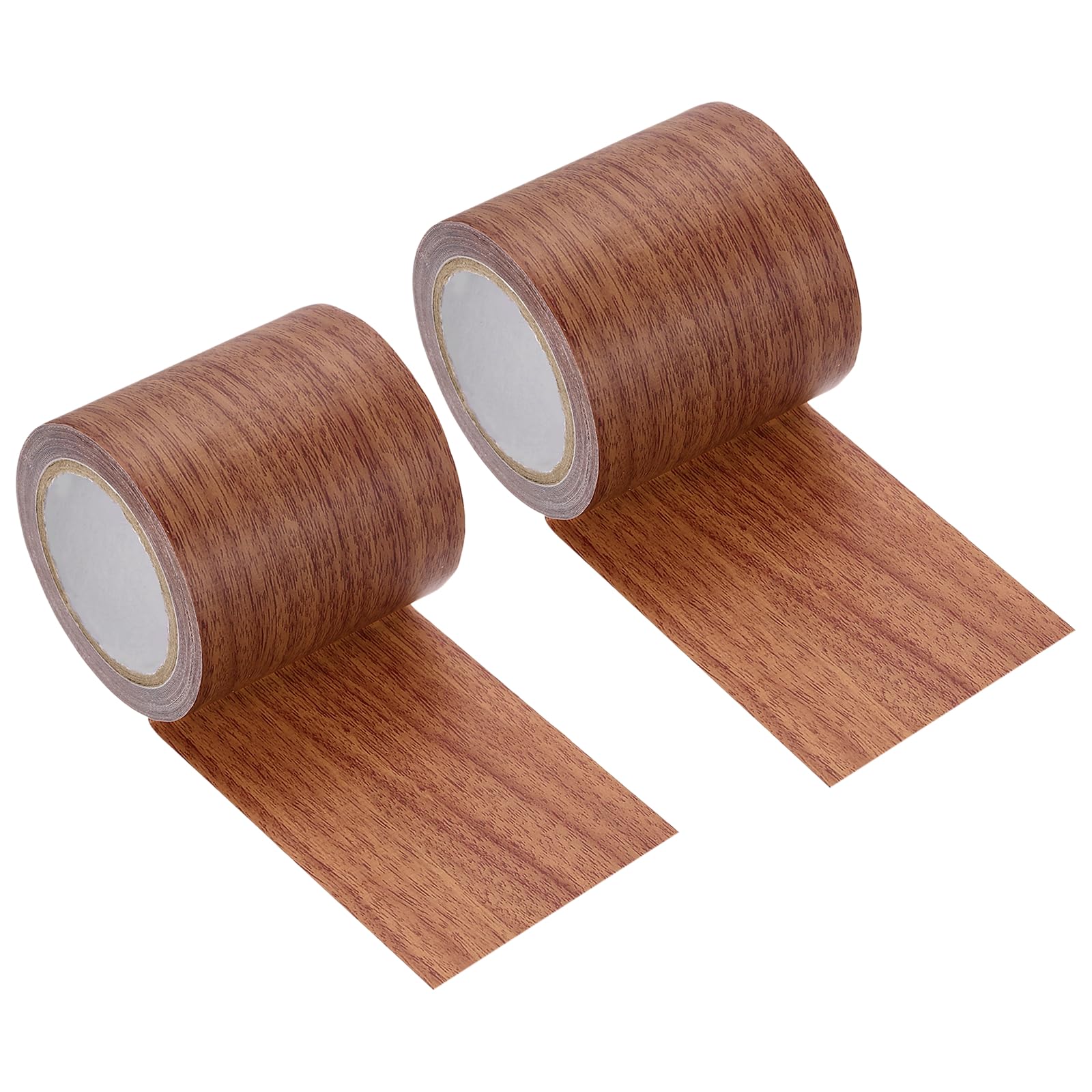 sourcing map 2 Pcs Wood Grain Repair Tape, 57mm x 4.57m Self Adhesive Wood Grain Colored Duct Tape Waterproof Repair Patch for Furniture Floor Scratch Fix, Baseboards, DIY Decor, Chocolate Pine