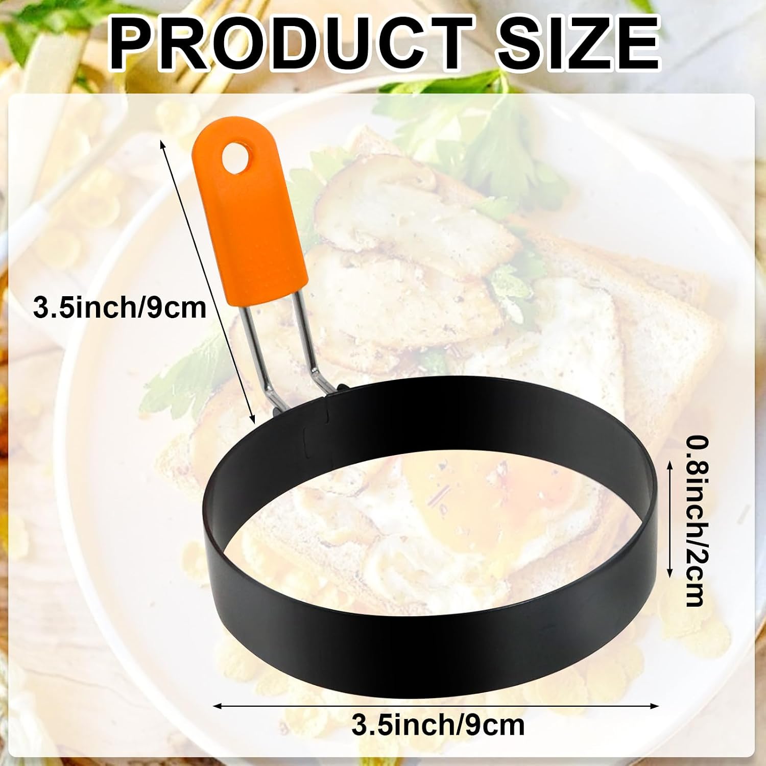 Egg Rings 3.5 Inch Pack of 4 with Silicone Handle