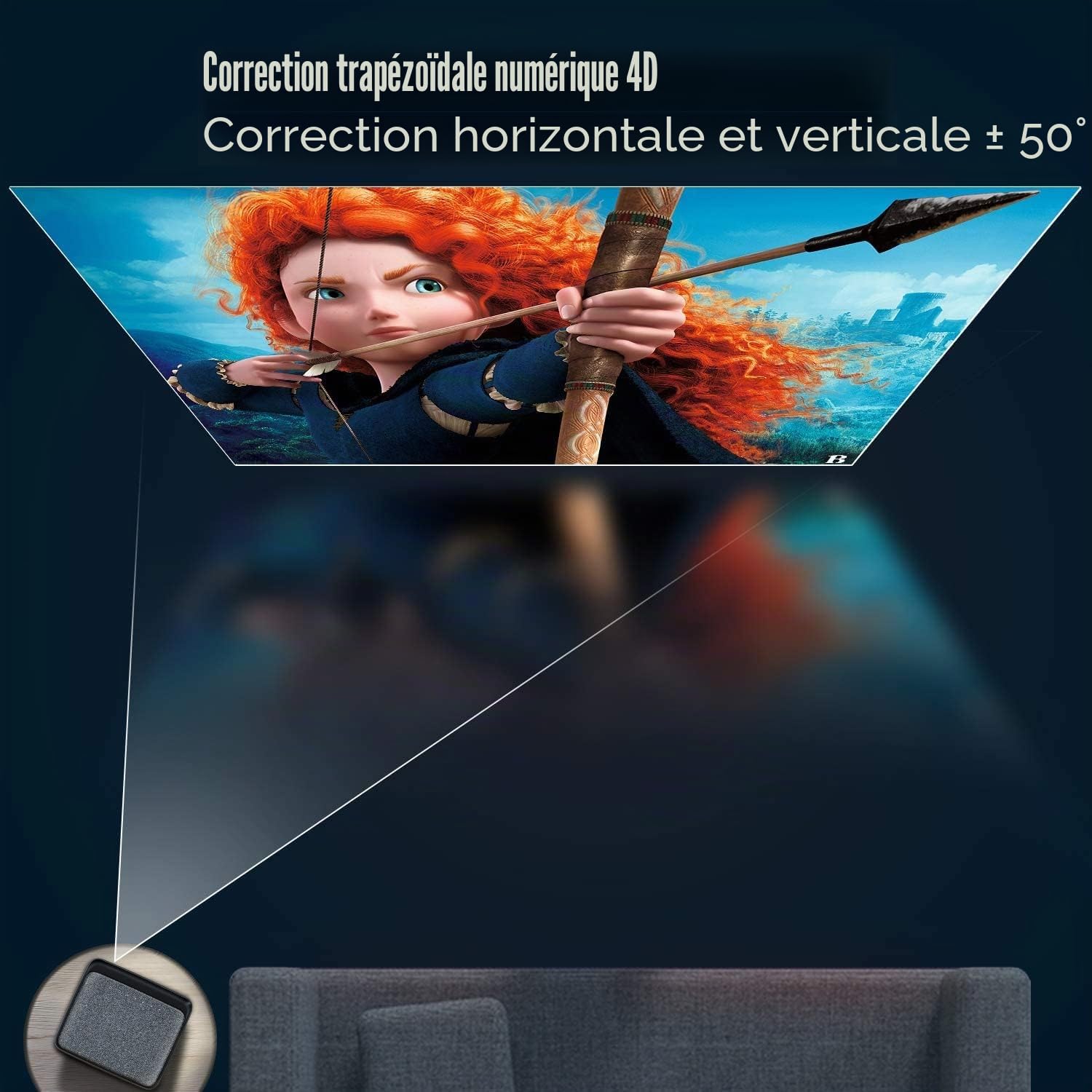 Vidéoprojecteur 4K WiFi Bluetooth, 35000 Lumen Full HD 1080P RetroProjecteur, WiMiUS Portable Projecteur 4K Supporté Zoom 50% Home Cinéma/Extérieur pour Phone/TV Stick/PS5