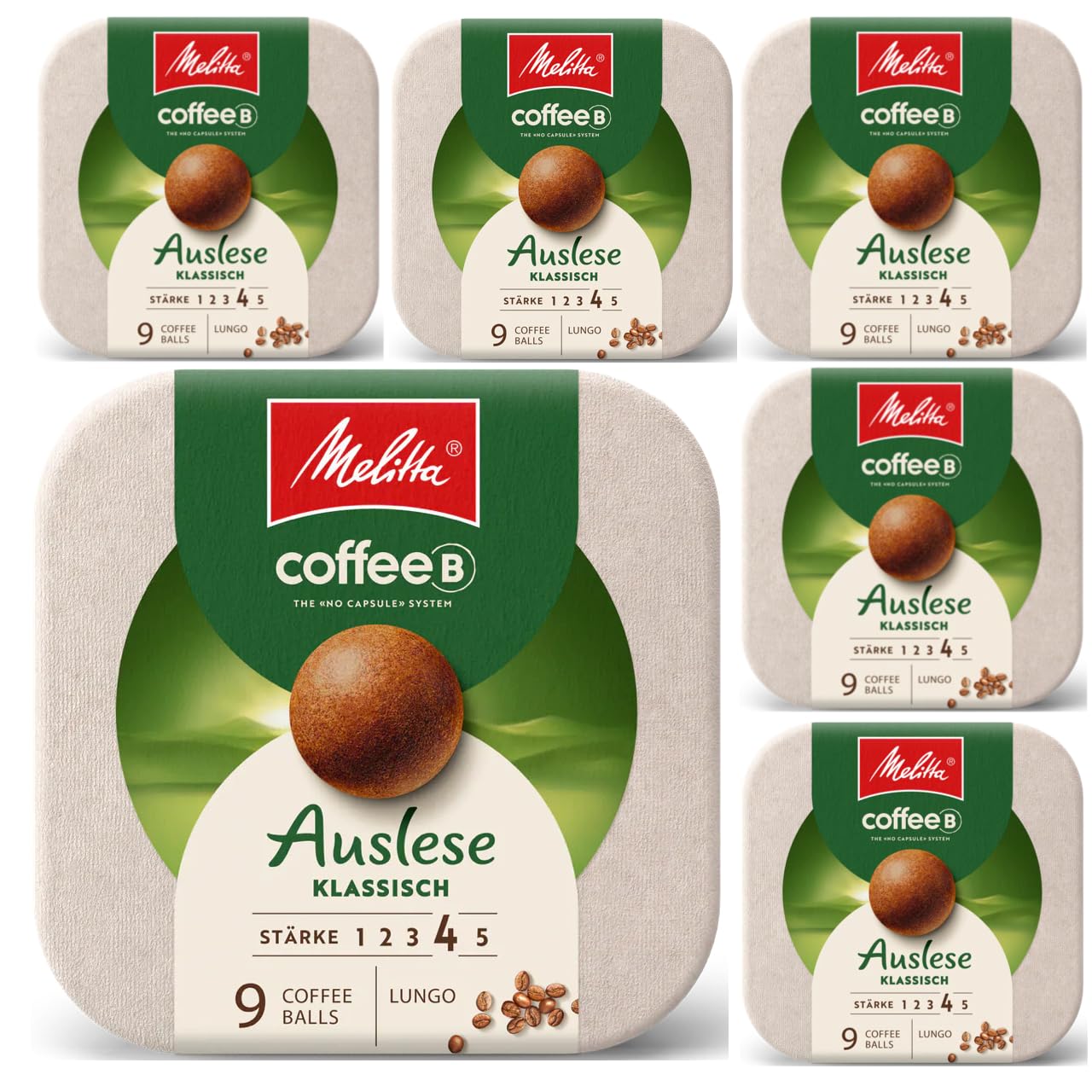 CoffeeB by Café Royal - 6x LUNGO - Auslese KLASSISCH zu je 9 Coffee Balls 51g, 6er Pack (6x 9 Coffee Balls)