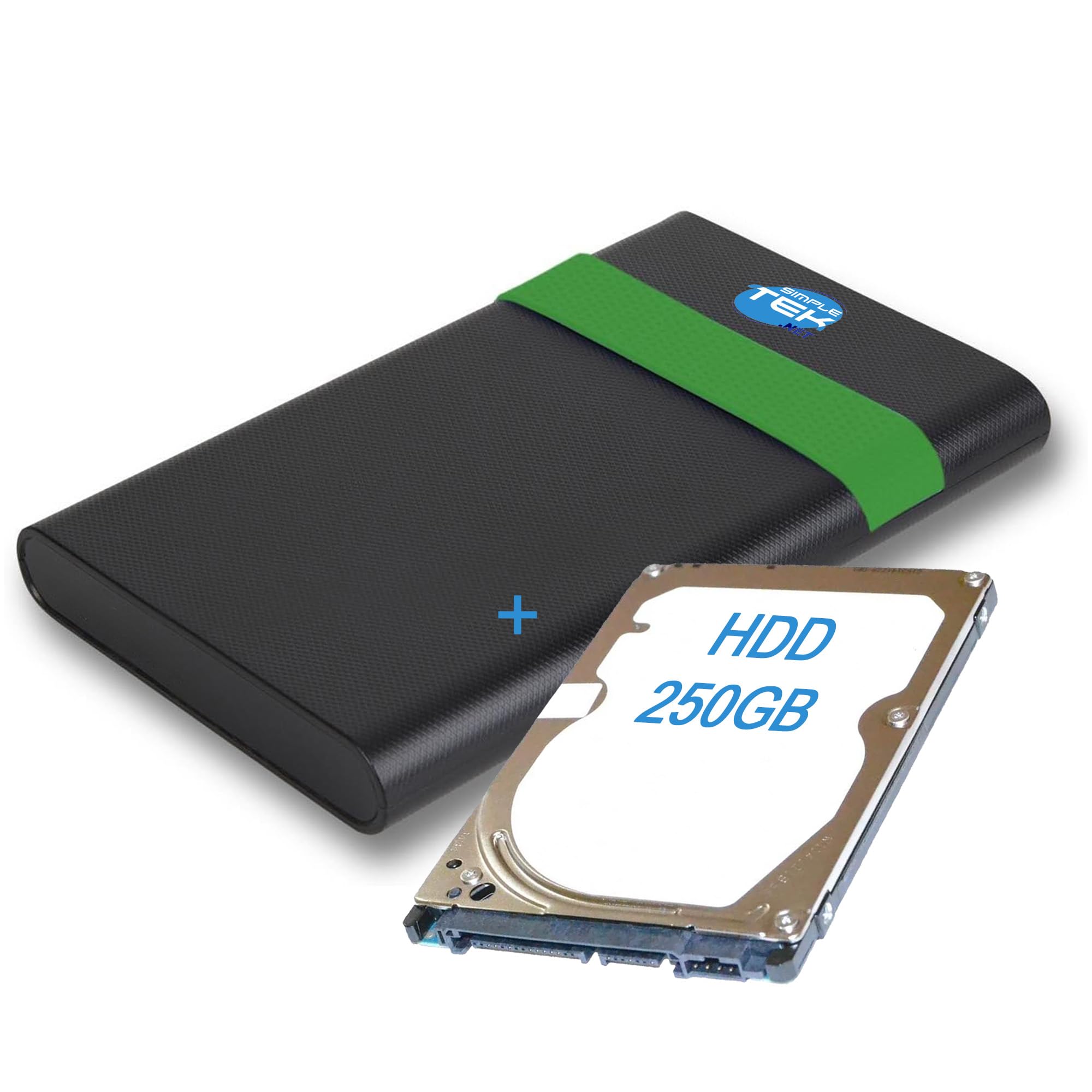 SIMPLETEK Dysk twardy 250 GB SATA III + zewnętrzna obudowa 2,5" USB 3.2 Gen1, 53106, kabel 40 cm, 6 Gb/s (odnowiony)