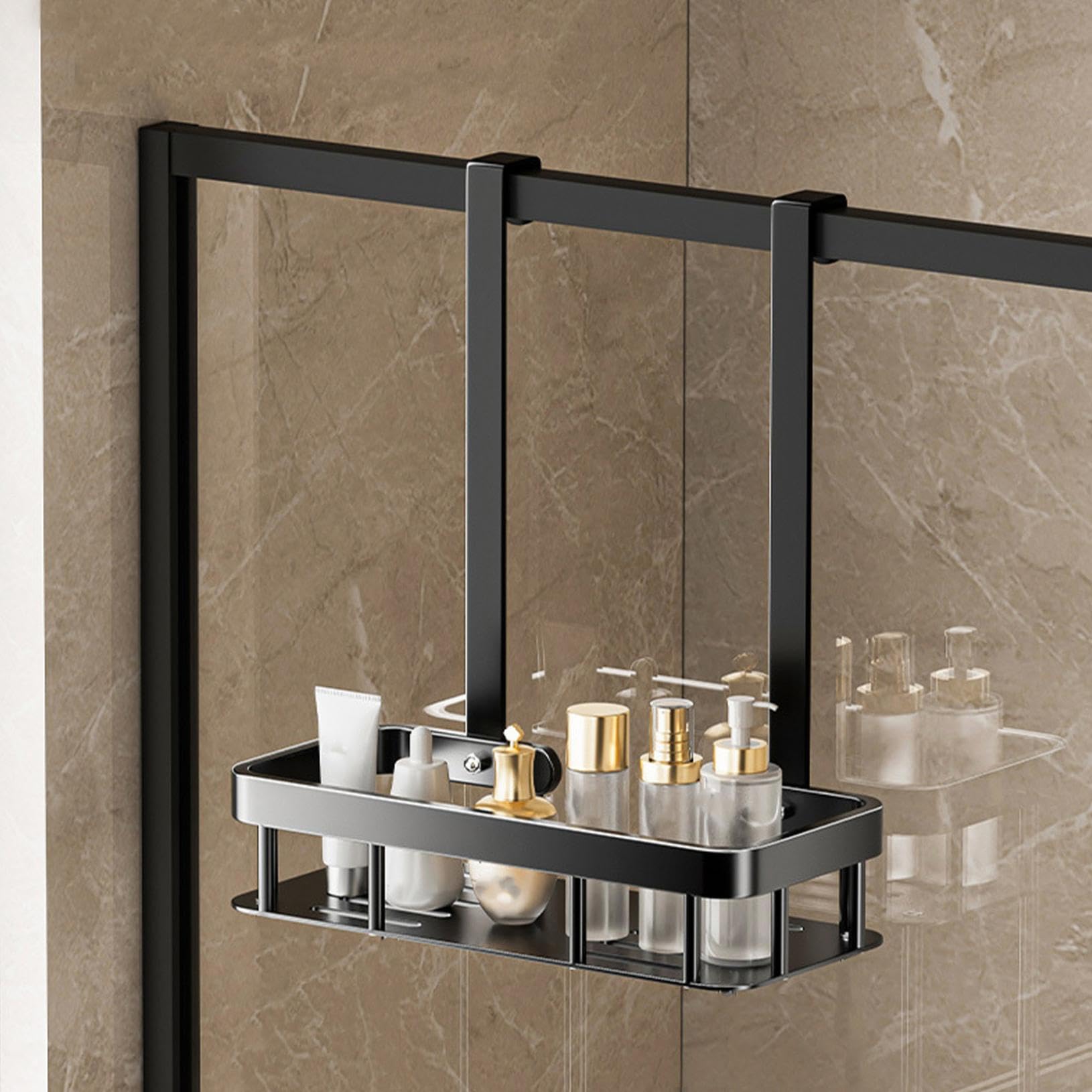 Over The Door Shower Caddy 2-Tier Hanging Shower Caddy Over The Door Large Capacity Sturdy No Drilling Installation