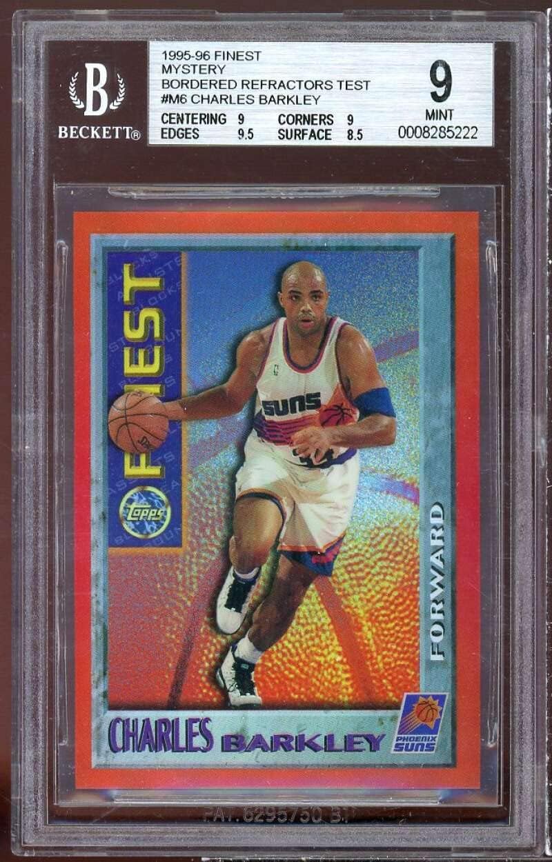 Charles Barkley Card 1995-96 Finest Mystery Bordered Refractors Test #m6 BGS 9