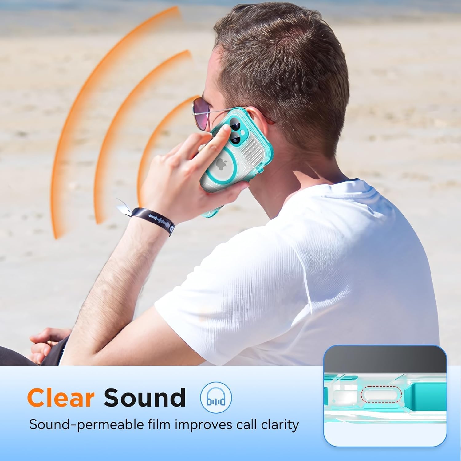 WIFORT for iPhone 15 Waterproof Case, [IP68 Underwater Dustproof][Built-in Screen][15FT Military Shockproof], 360 Full Body Sealed Protection Cover Magnetic Frosted Phone Case, 6.1" Teal - Image 8