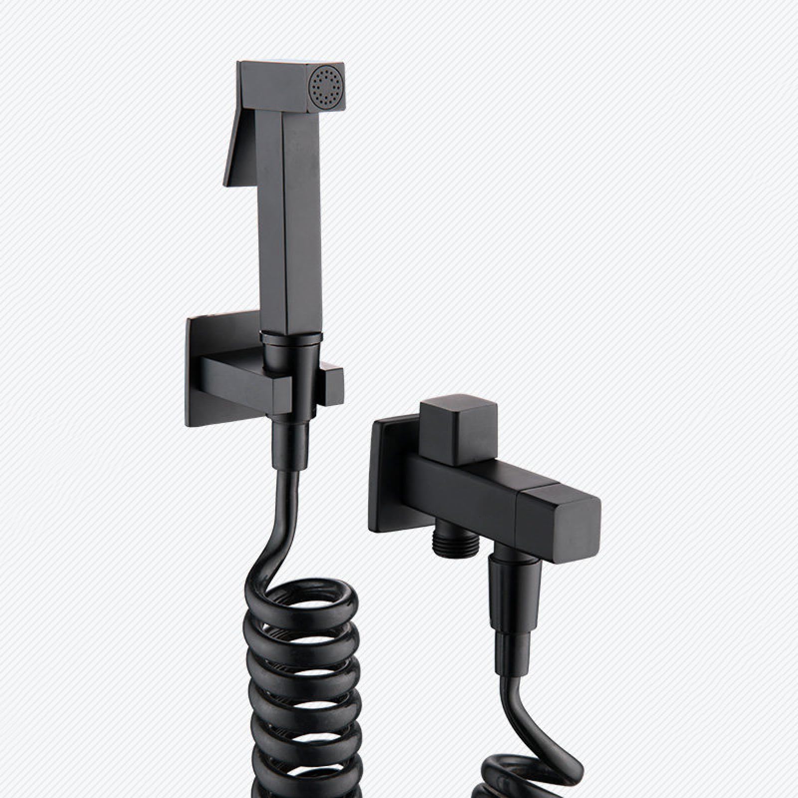 Juego De Bidé para Inodoro Montaje En Pared Latón Salida Doble | con Manguera Y Soporte Ideal para Cuidado Personal Lavado De Pañales,Gris Pistola