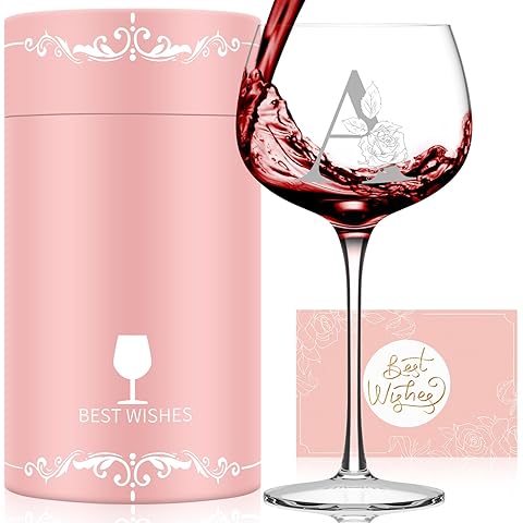 Personalized Gifts for Women, Monogrammed A-Z Wine Glass Customized Gift, Unique Ch...