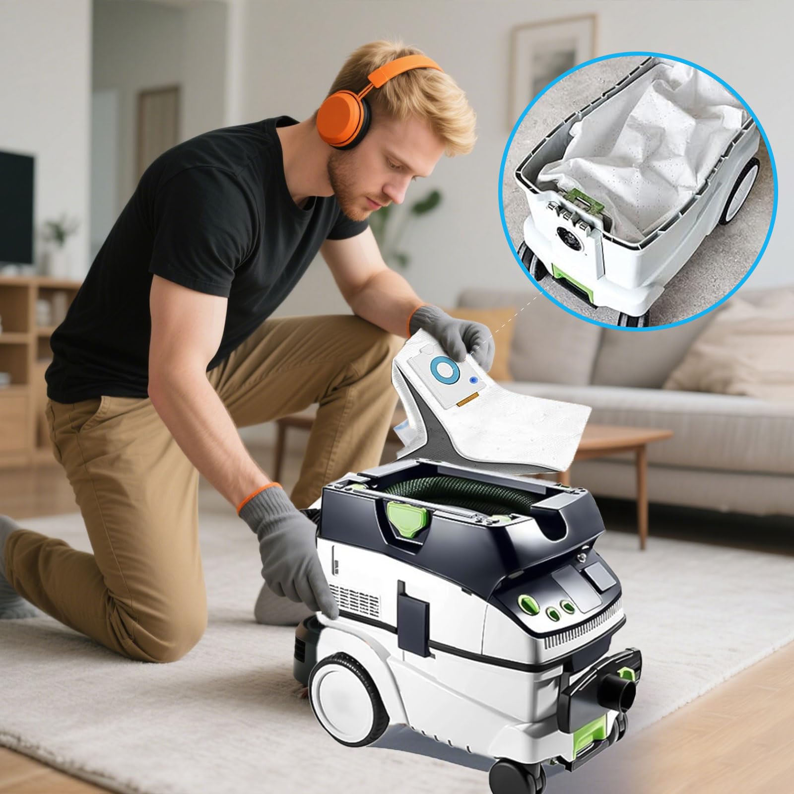 10 Sac filtrants compatible avec Festool CT 26 / CTM 26 E/CTL 26 E Aspirateur, 496187 Sac Aspirateur pour Festool SC FIS-CT 26/5, Jetables et Grande Capacité