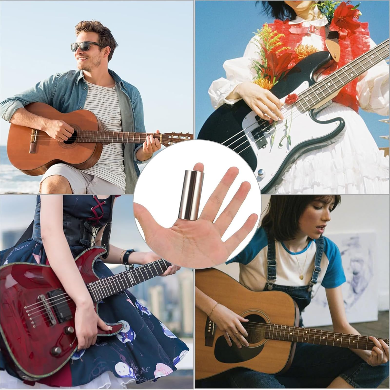 Guitar Slide, Guitar Slide Ring, Guitar Bottleneck Slide Electric and Acoustic Guitar Performance Durable Guitar Accessories (2.36 in) - Image 5 thumbnail