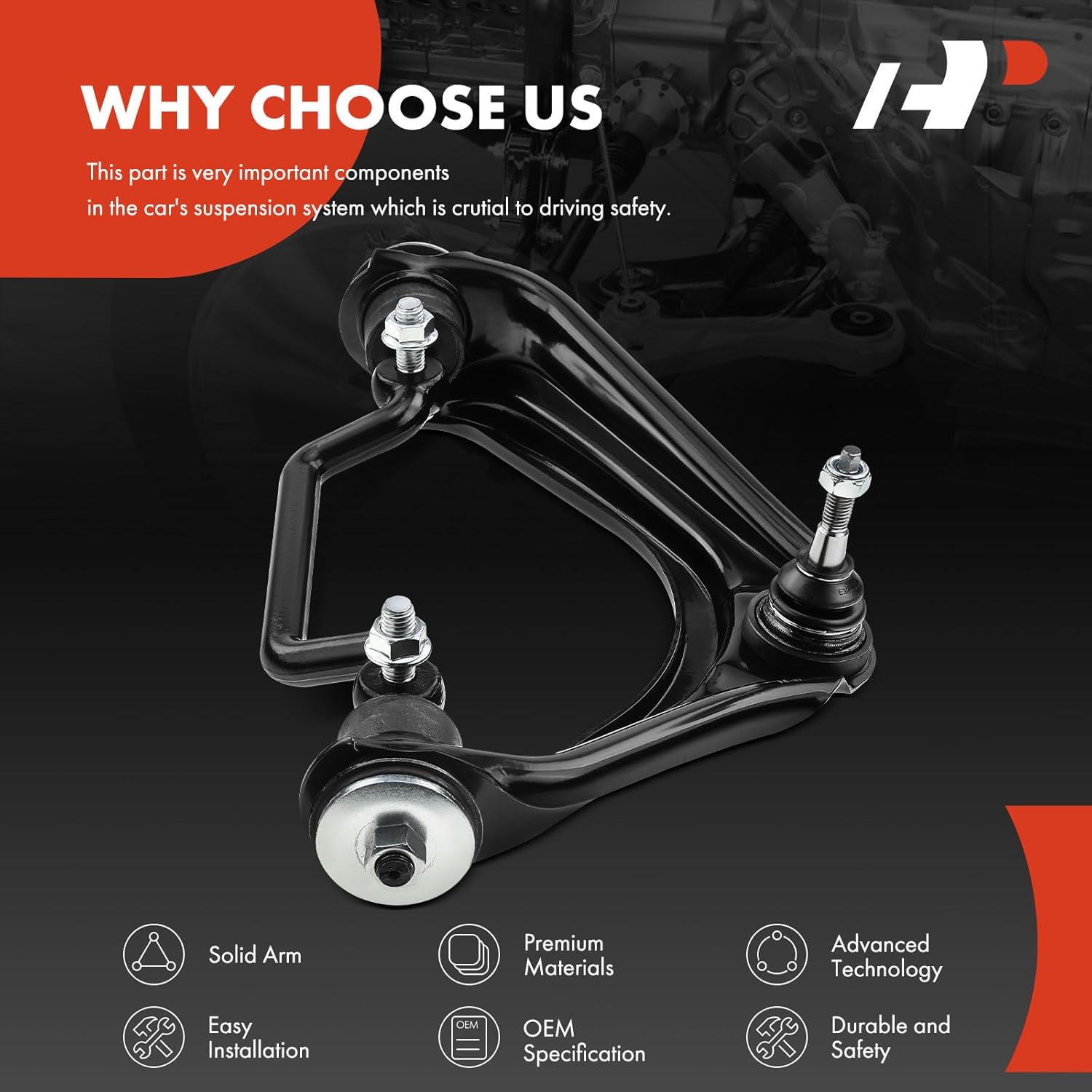 A-Premium Front Left Upper Control Arm, with Ball Joint & Bushing, Compatible with Ford Explorer 2002-2005, Lincoln Aviator 2003-2005, Mercury Mountaineer 2002-2005