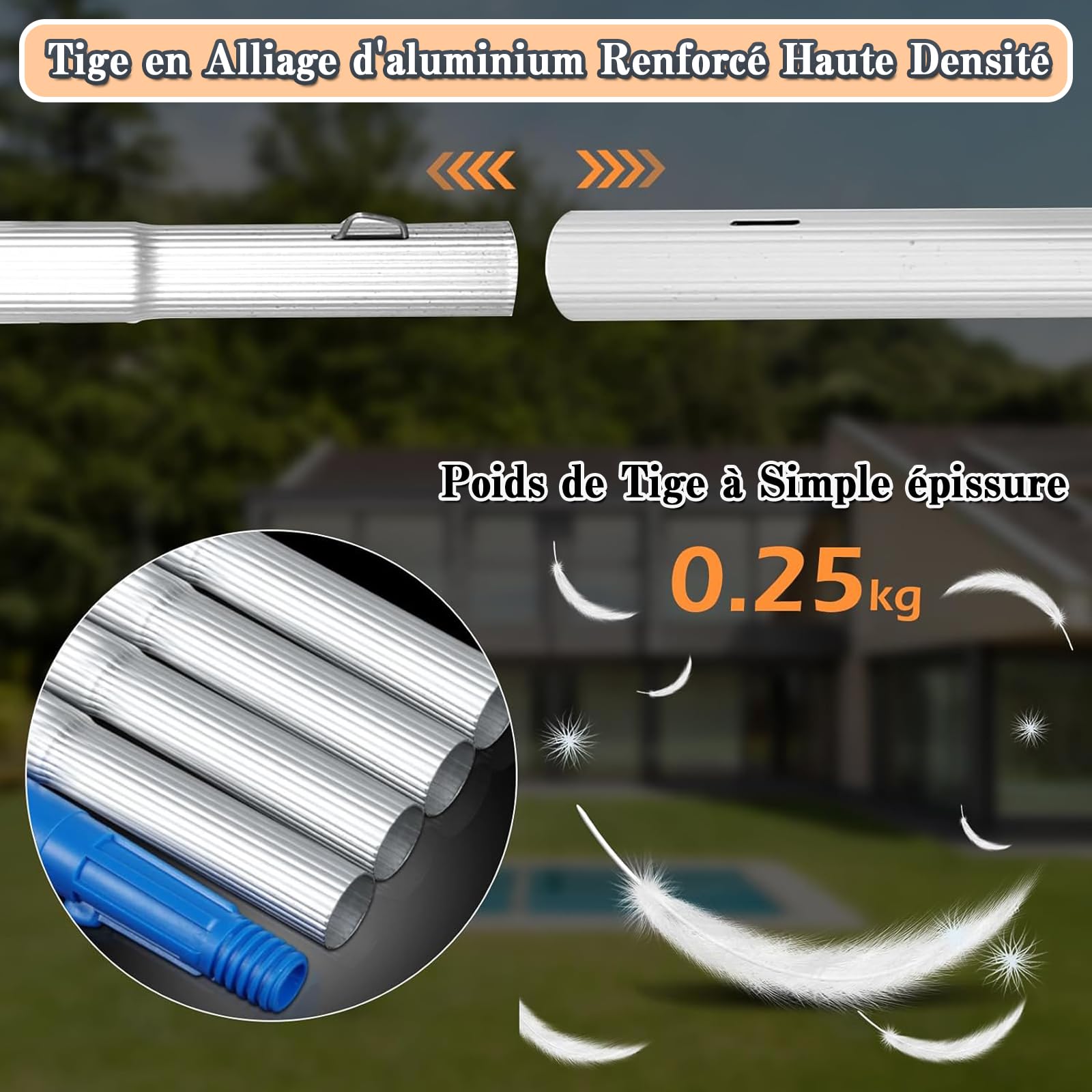 Perche Telescopique Nettoyage, Koubhyj Brosse Telescopique Toiture, Perche Telescopique Nettoyage Panneaux Solaires, Nettoyeur de vitres et Panneaux solaires réglable en Hauteur - Jusqu'à 13 m