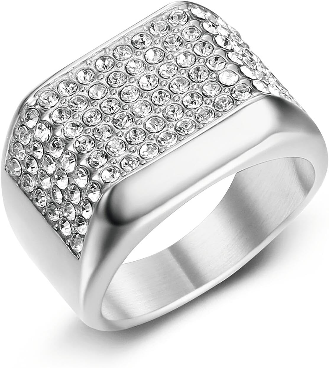 ICED OUT Ring for men Wedding Rings for Men Smooth Rectangle ring Hip Hop ring Radiant Rings for Women Bling Iced Out Jewelry Punk Ring Club ring Heavy Metal ring Party