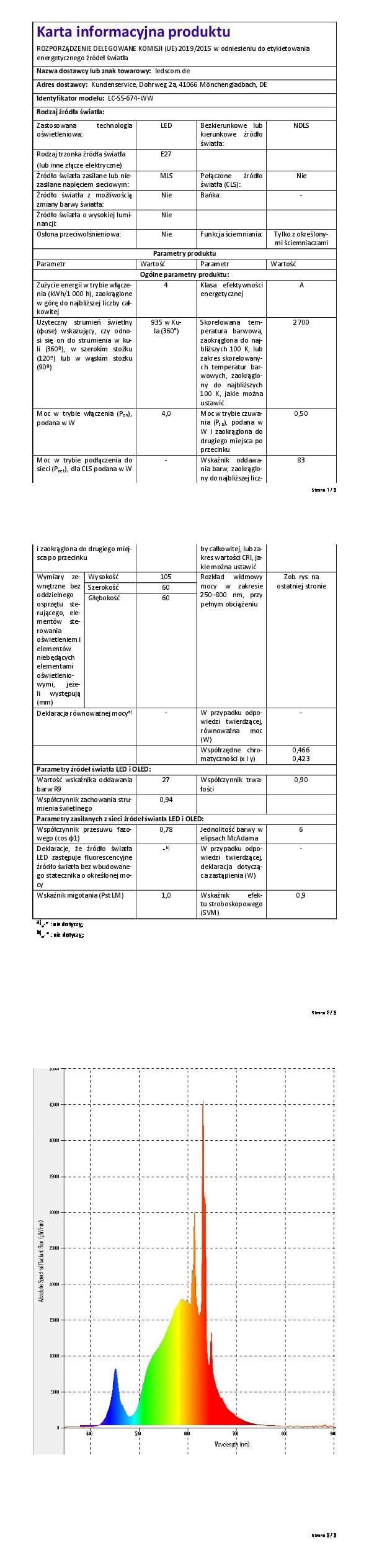 ledscom.de 10x lampadine LED E27, A60, classe di efficienza energetica A, bianco caldo (2700 K), 4 W, 935lm, smerigliate
