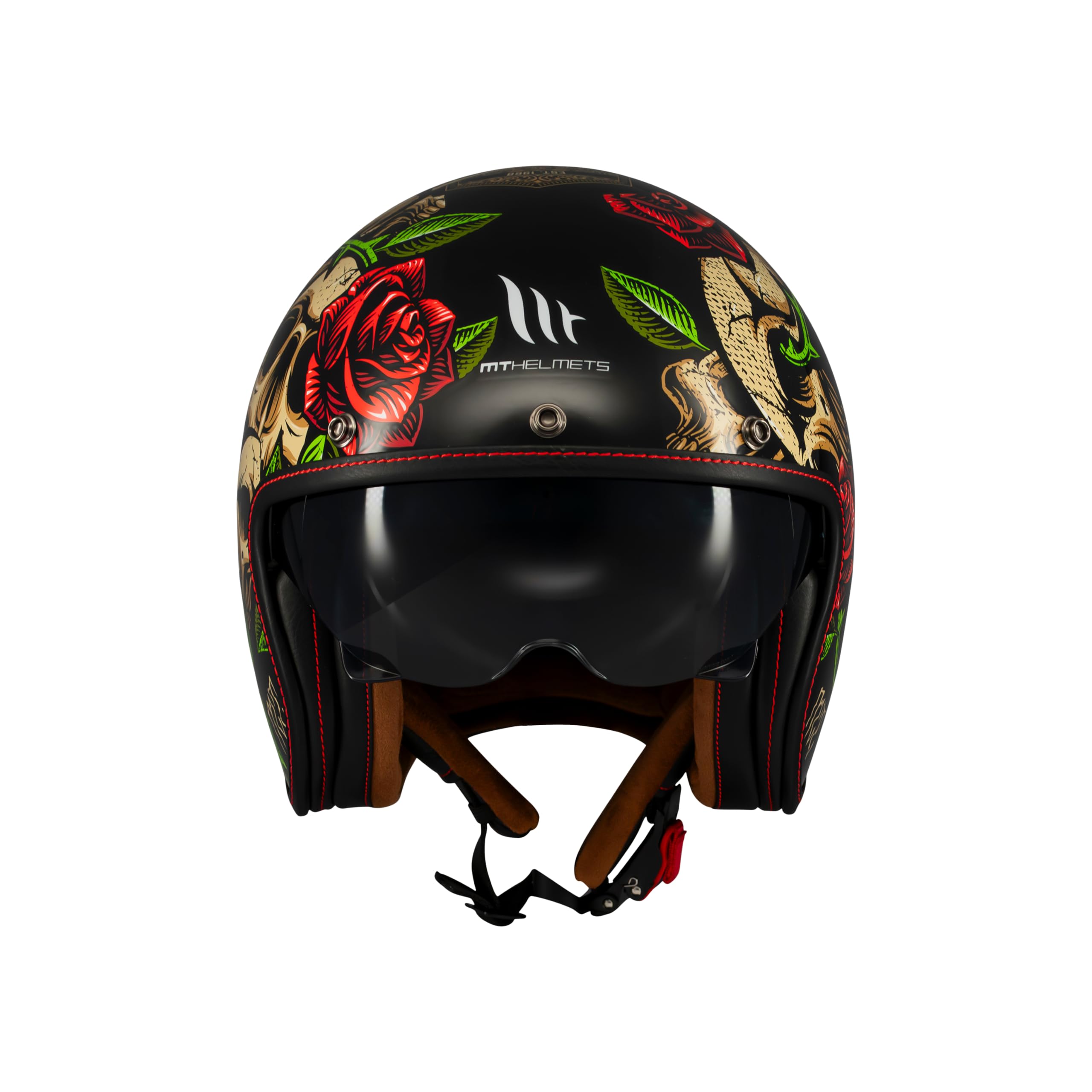 MT Helmets Le Mans 2 SV – Casco Moto Jet Vintage con Detalles en Cuero, Visor Solar Retráctil Full Vision, Interior Lavable y Calota HIRP | Homologado ECE 22.06 & DOT
