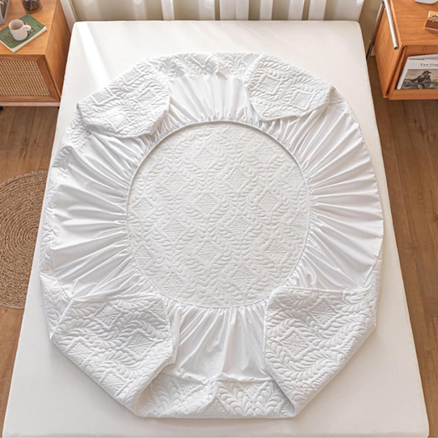 Coprimaterasso Matrimoniale Impermeabile, in Morbida Microfibra Traspirante con Angoli Profondi e Bordi Elasticizzati (Verde Erba, 180 * 200 cm)