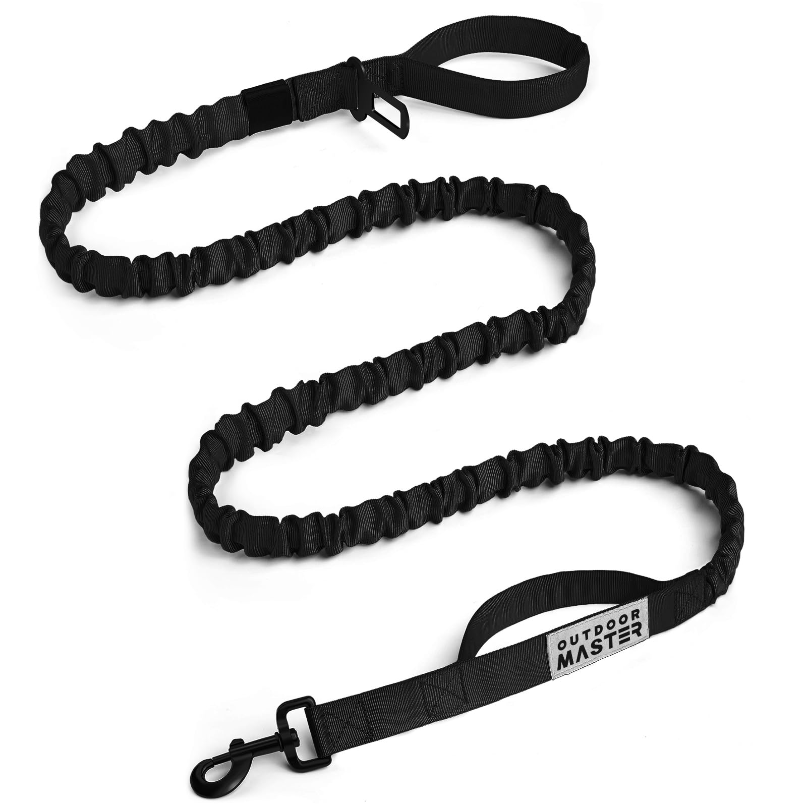 OutdoorMaster Bungee Dog Leash, Heavy Duty Dog Leash with Shock Absorption,  Padded Handles Training Leash, Improved Dog Safety and Comfort Black