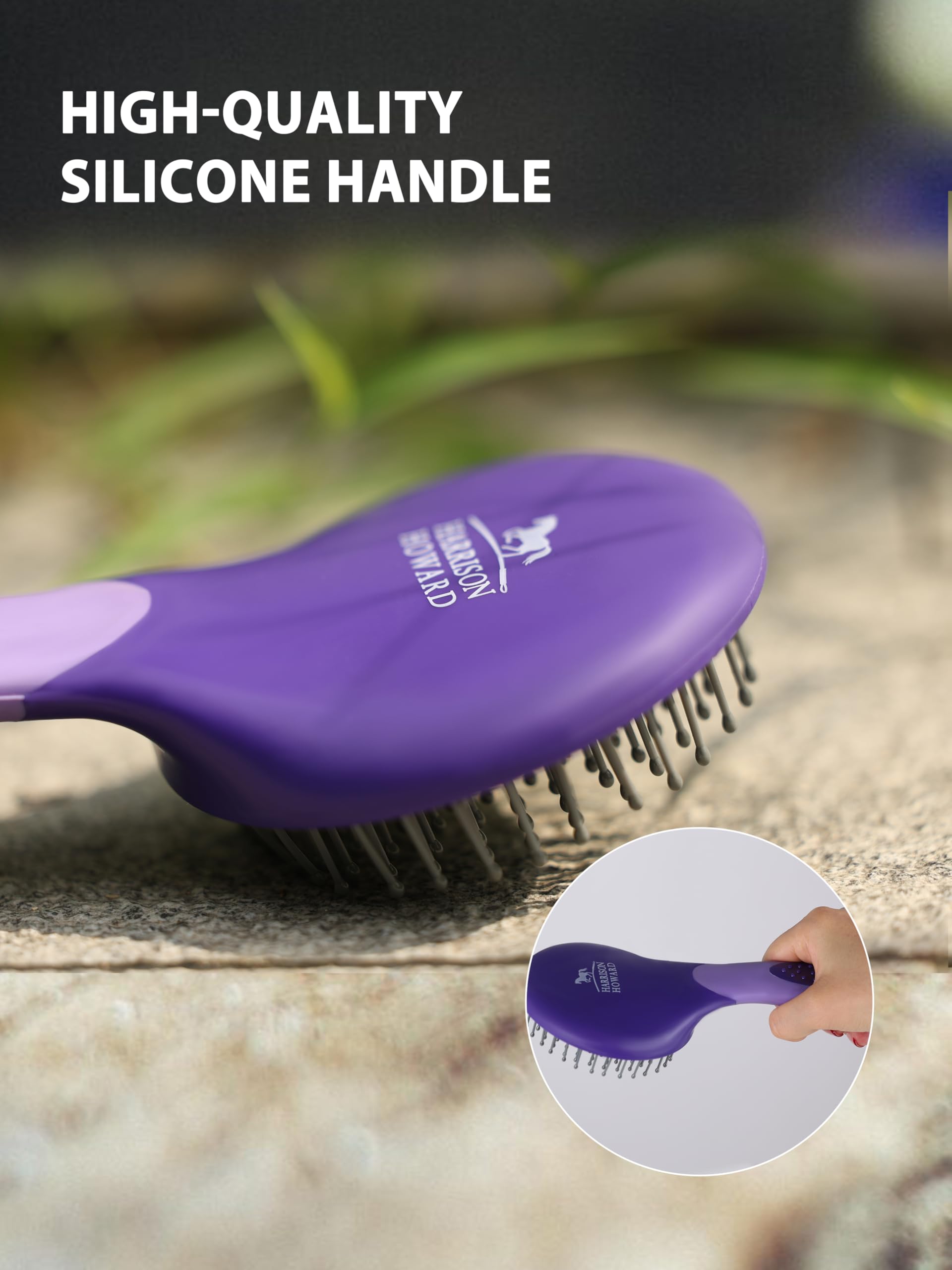 Harrison Howard Horse Grooming Brush Set, 7 Essential Grooming Brushes for Daily Horse Care, Body, Mane, Tail & Shedding Use Purple - image 4