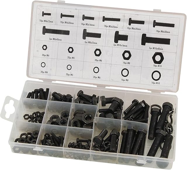240 Piece Nuts and Bolts Assorted Set M3 M4 M5 M6 M8 M10 Stainless Steel Nuts & Bolts Assortment Kit with Box for Home, Office and Workshop