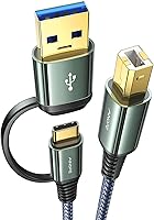 Vista 1 de Cable de impresora AINOPE 1 metro gris, cable USB para impresora USB A y USB C a USB-B 2.0 para MacBook Pro, cable MIDI USB C de nailon nuevo