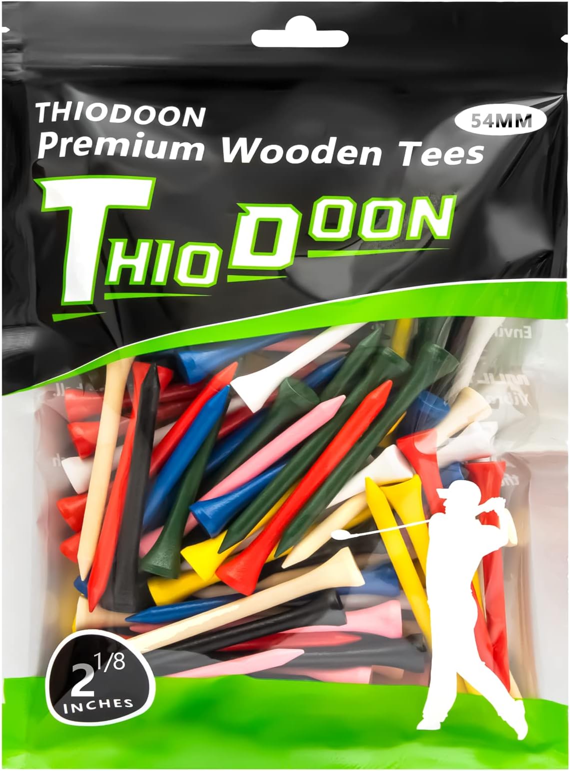 Golf Tees Professional Natural Wood Golf Tees Pack of 100, Golfing Tees Multiple Colors Size 3-1/4 inch, 2-3/4 inch or 2-1/8 inch, Tall Golf Tees Bulk Reduce Side Spin and Friction