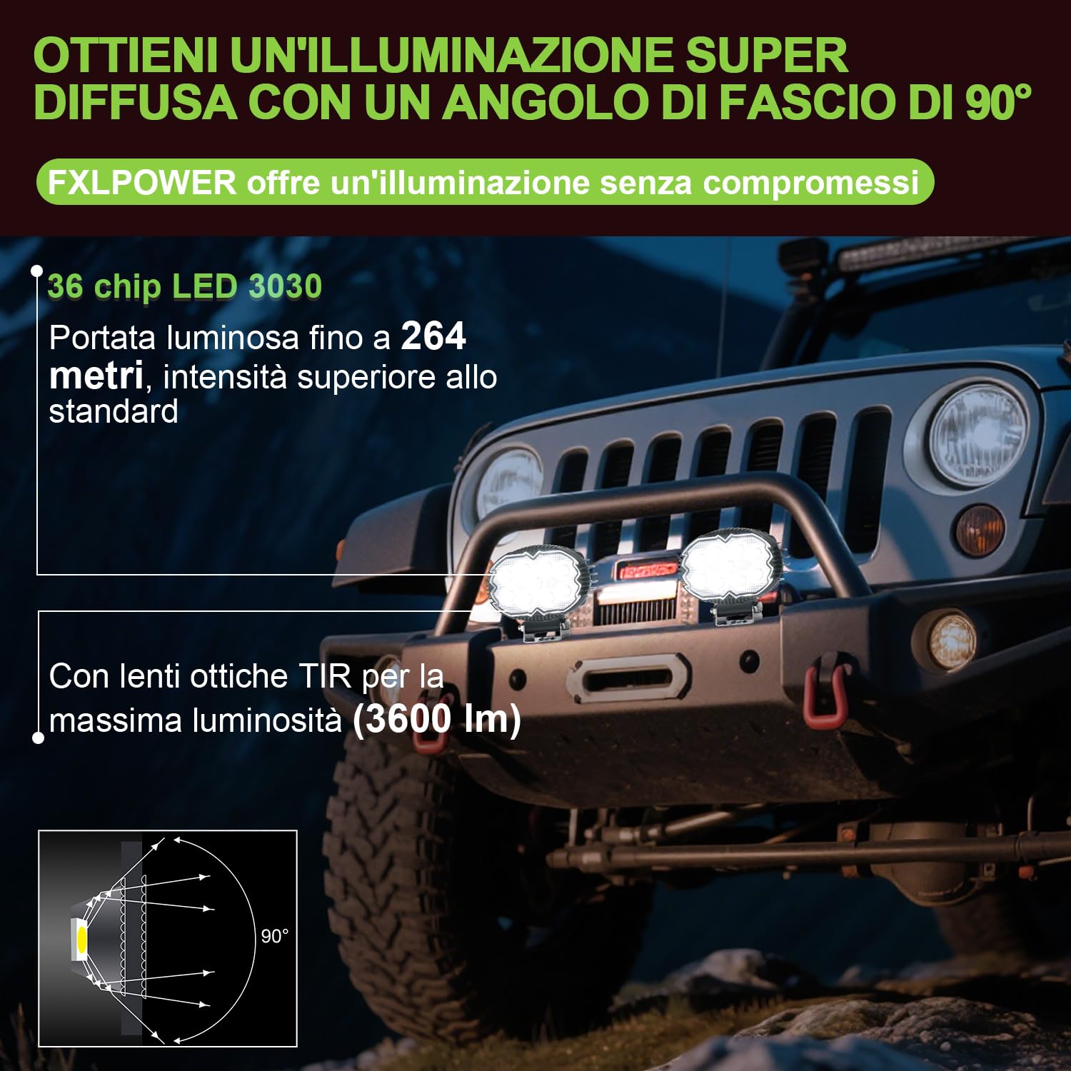 2PCS Faro di Inondazione da Lavoro Led, LED Fuoristrada a Fascio Largo Impermeabile IP68 Faretti LED per Camion Macchine Agricole Escavatori Rimorchi Furgoni