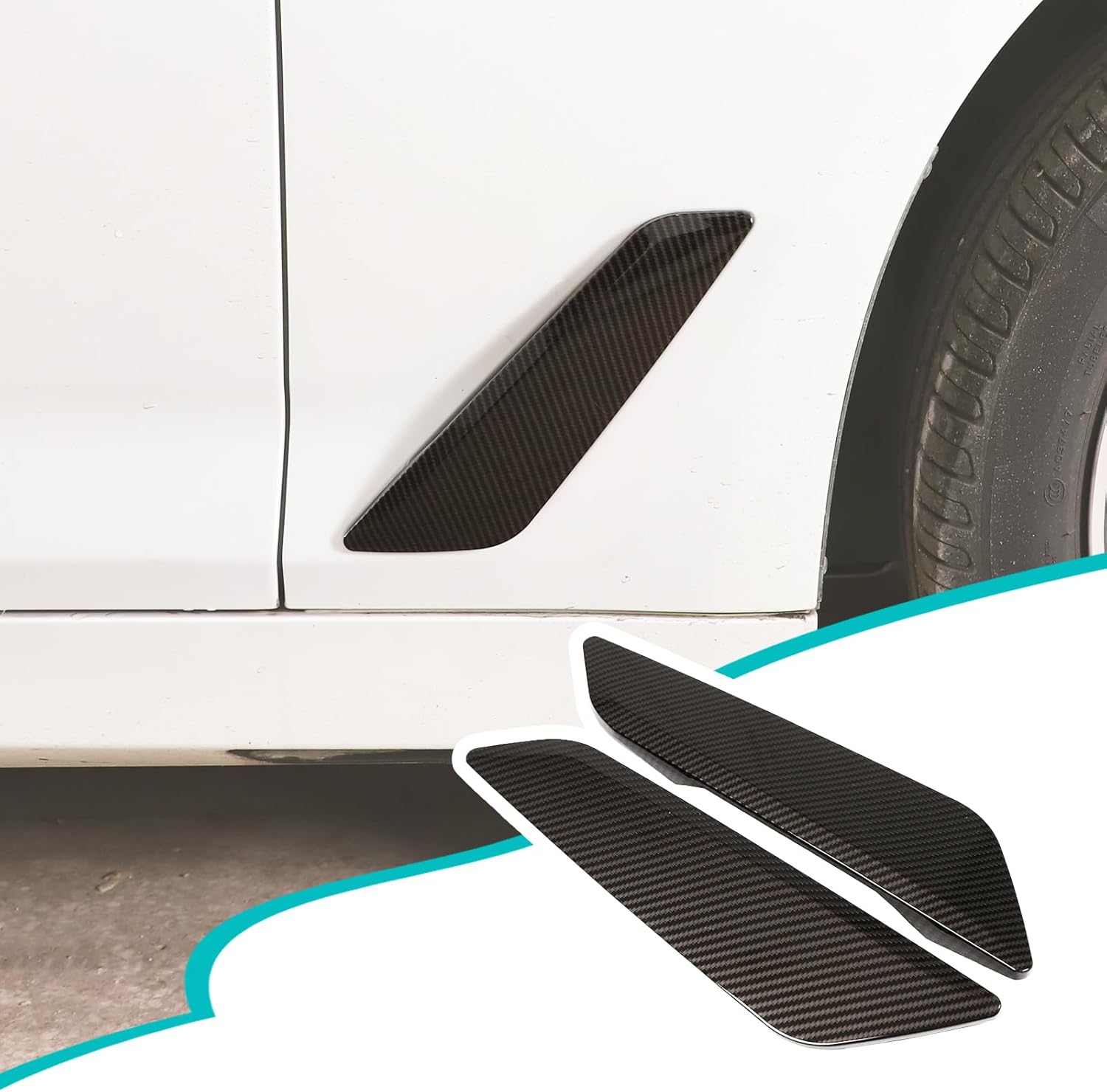 Car Side Wing Air Vent Hood Intake Fender Cover Trim Compatible with BMW 5 Series G30 G38 2018-2022,Car Front Side Fender Air Outlet Cover Exterior Accessories (ABS，Carbon Fiber Pattern)