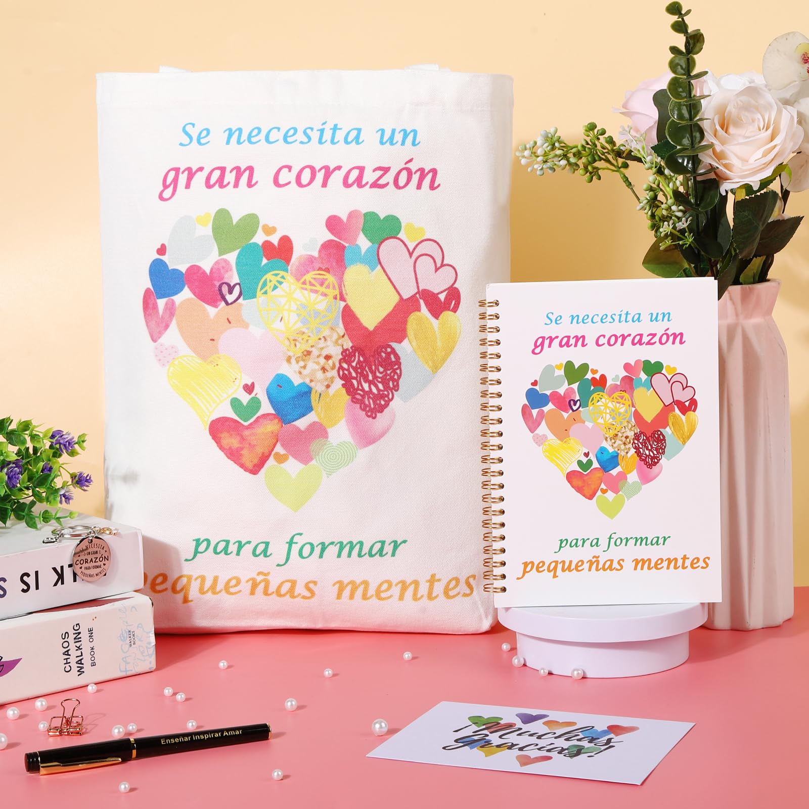 Echehi Set De 6 Piezas Regalo Profesora Infantil Con Tote Bag, Cuaderno A5, Bolígrafo, Llavero, Caja De Regalo Para Profesora Maestra Personalizado