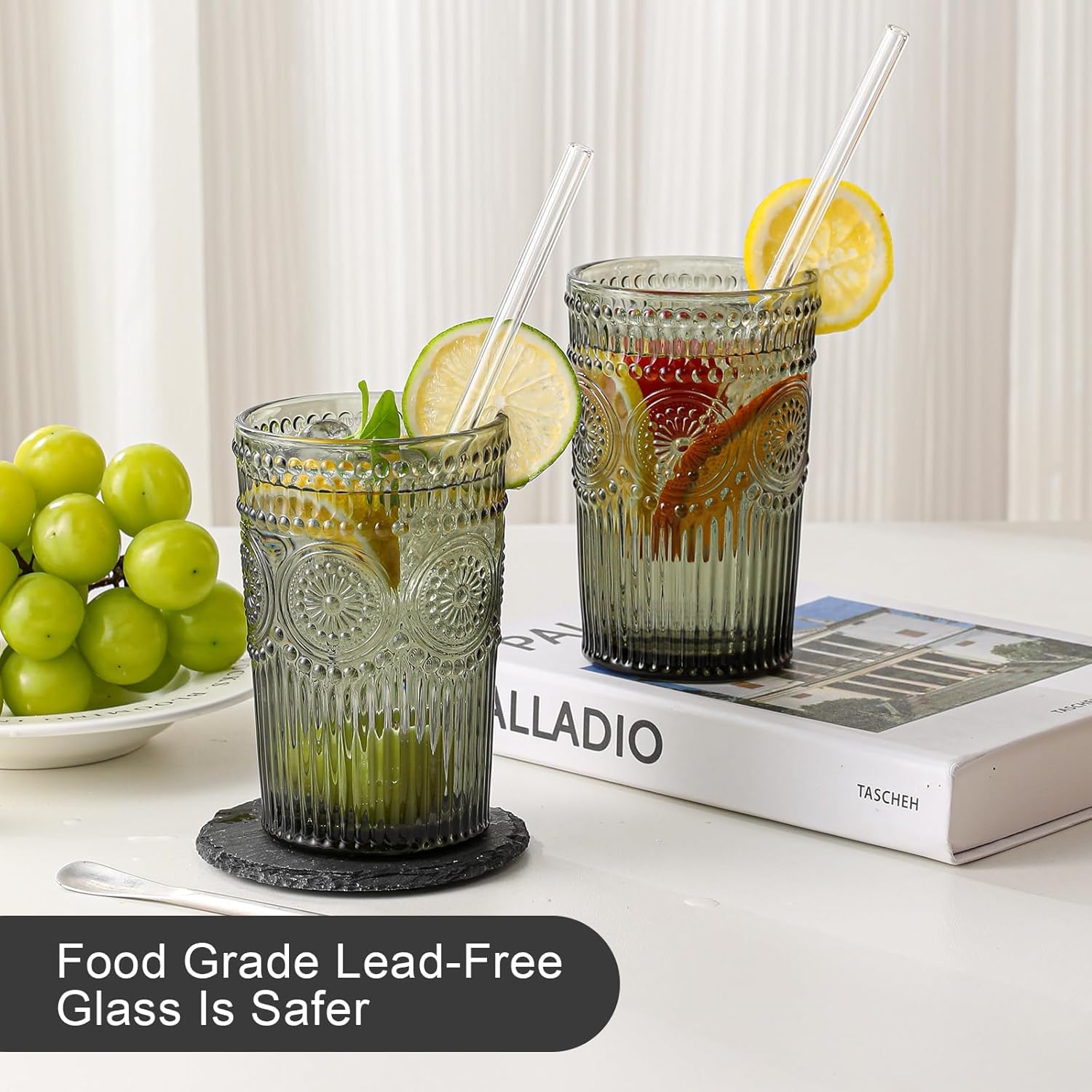 bellemax 300ML Juice and Water Glass Stylish Crystal Highball Drinking Glasses, Medium Size Tumbler Glasses for Juice, Water, Milk, lassi, Cocktails and Sharbat (TR-12, 6 Count (Pack of 1)) 2