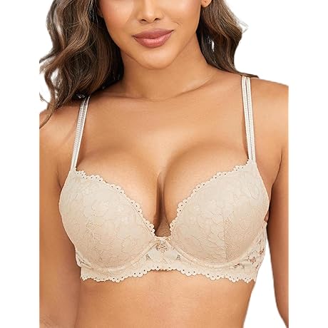 Sexy Lace Double Push Up Bra with Deep Cleavage