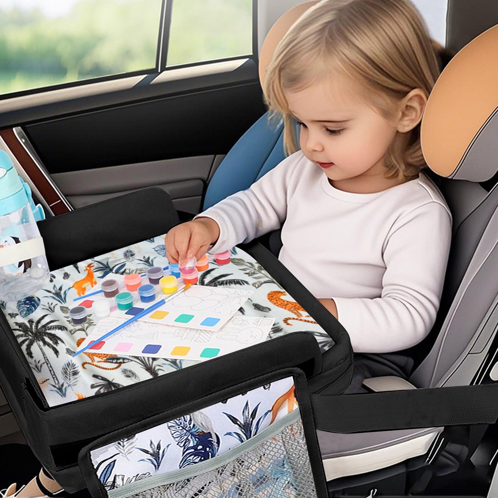 Kinder Knietablett Reisetisch,Kinder Reisetisch mit Zeichenbrett, Reisetablett Kindersitzfür Wasserdichtes Kindertisch,Autotisch für kind rücksitz