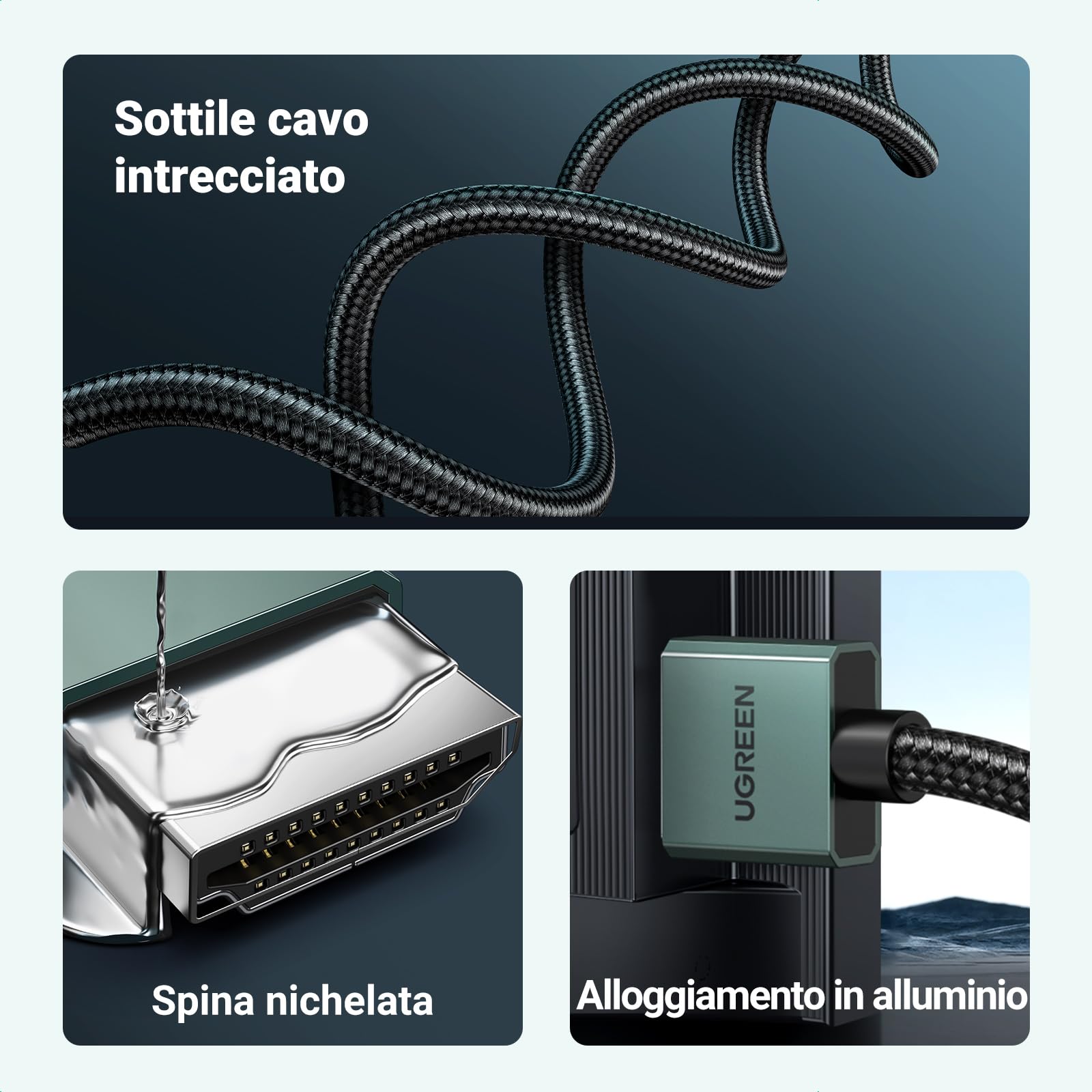UGREEN Cavo HDMI 2.1 8K 10K 60Hz 4K 120Hz Dynamic HDR HDCP eARC Dolby Atmos Alta velocità 48Gbps Alluminio Compatibile con Monitor HDTV PS5 PS4 Xbox PC Proiettore, 5M