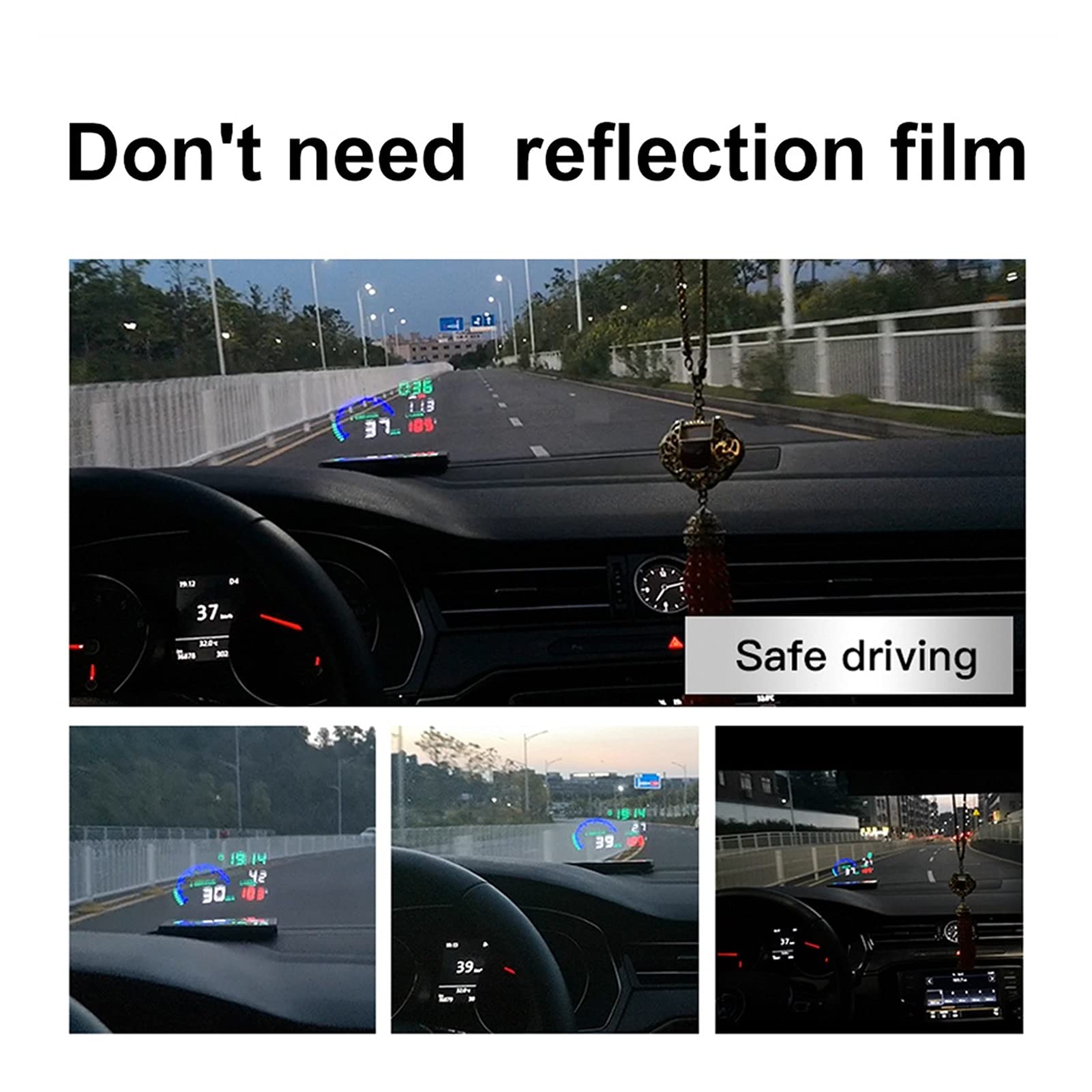 Head-Up-Display 5.8 "I9-Auto-Head-Up-Display LED OBD. Scanner über Geschwindigkeitswarnung kann Kilometer auf der Windschutzscheibe anzeigen Auto-Hud-Display