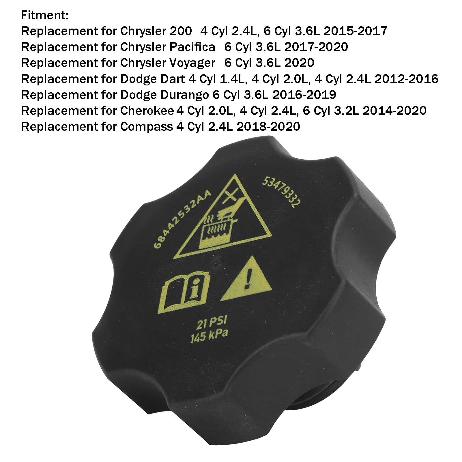 Korek wlewu płynu chłodzącego chłodnicy silnika, wytrzymały ABS 68249136AA dla ochrony
