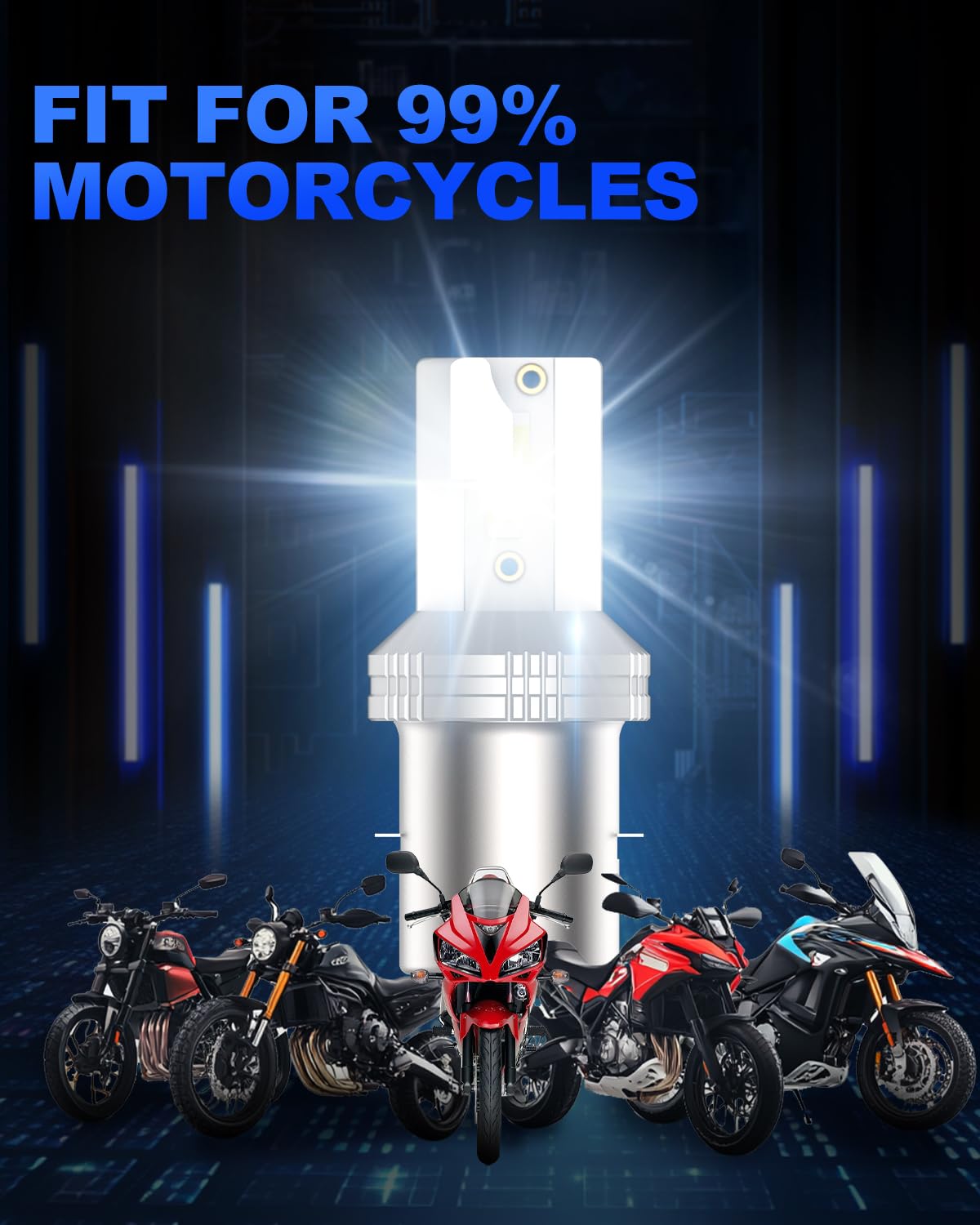 SUPAREE Bombilla BA20D Moto Bombilla LED BA20D 6500K S2 LED para Faro de Moto Hi/Lo 400% 8000LM 12V 1:1 Mini Size Plug y Play 1 Pc