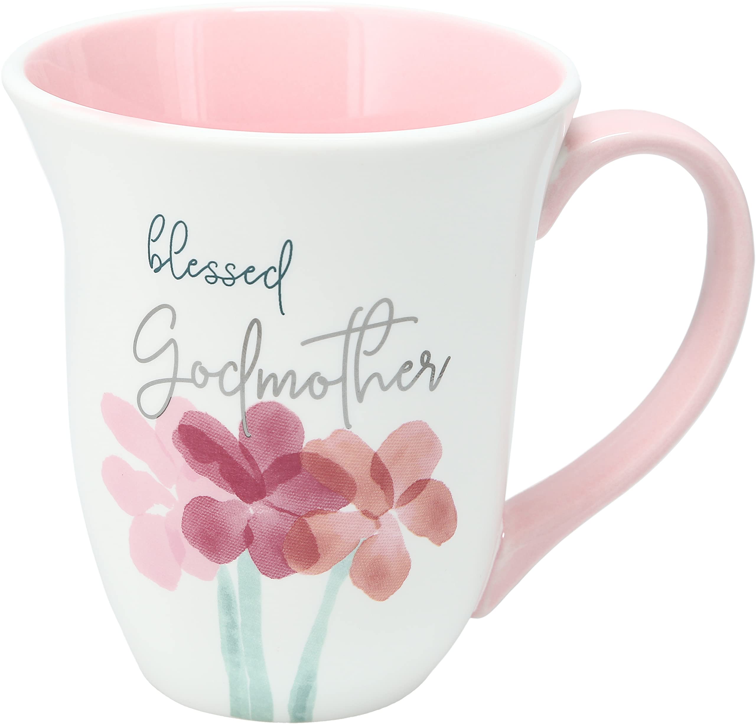 Tazza Grande 46 Cl 'Beata Madrina' – Design Acquerello Fiori E Farfalle – Regalo Speciale In Ceramica